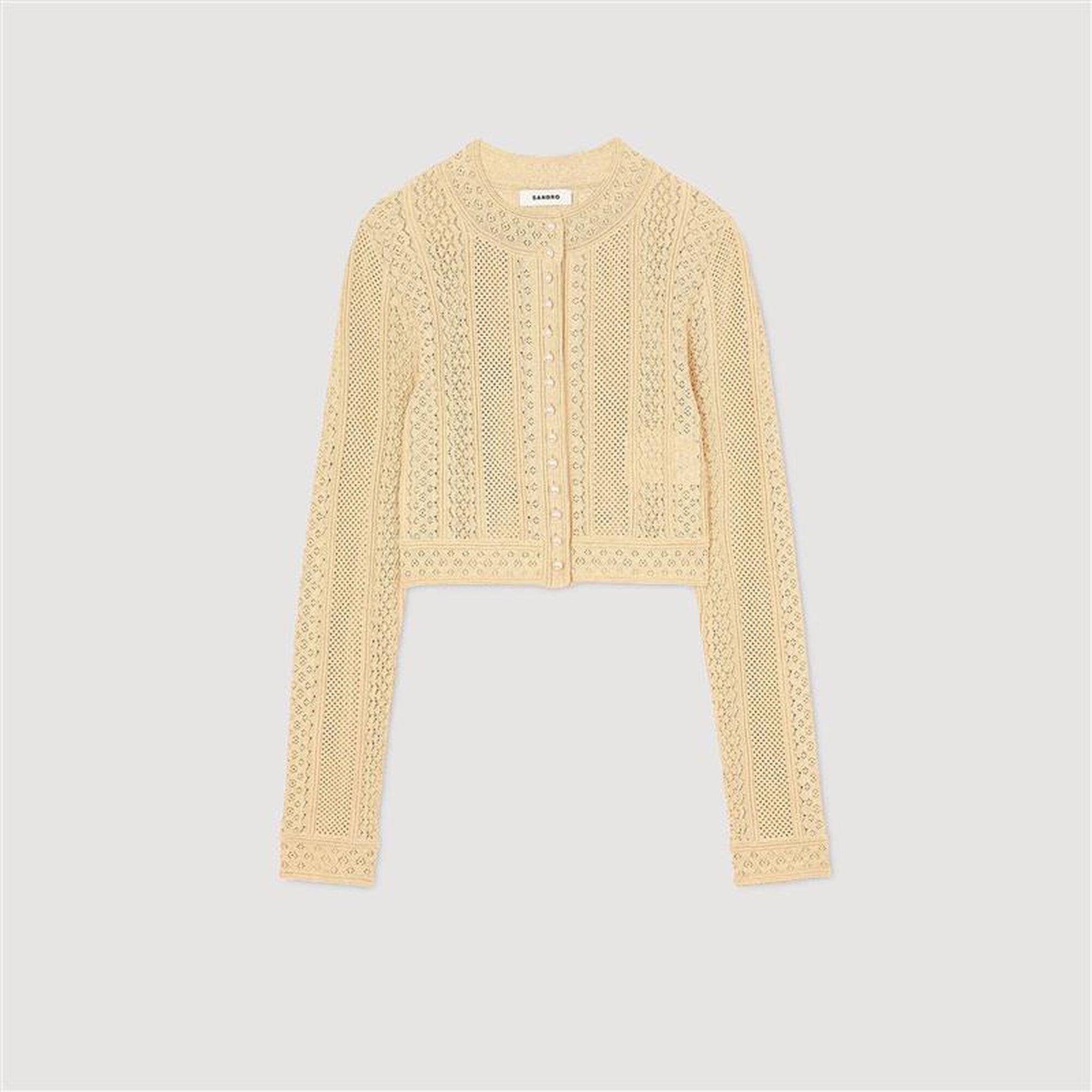 Sandro Pointelle knit cardigan Gold