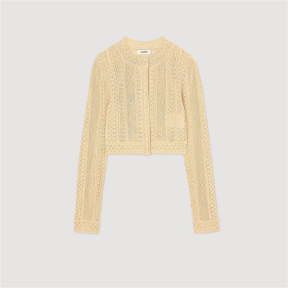 Sandro Pointelle knit cardigan Gold