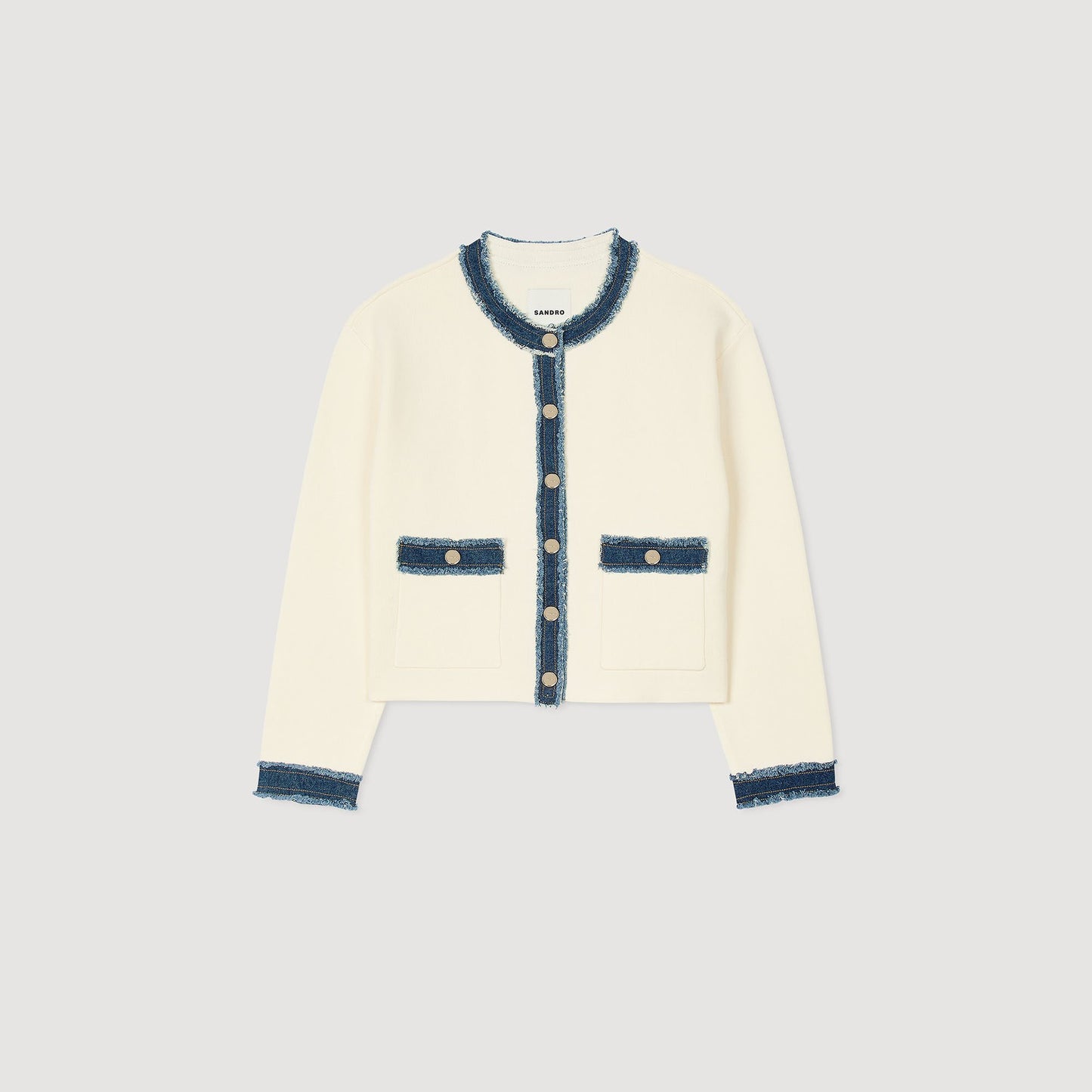 Sandro Cardigan with denim details Ecru