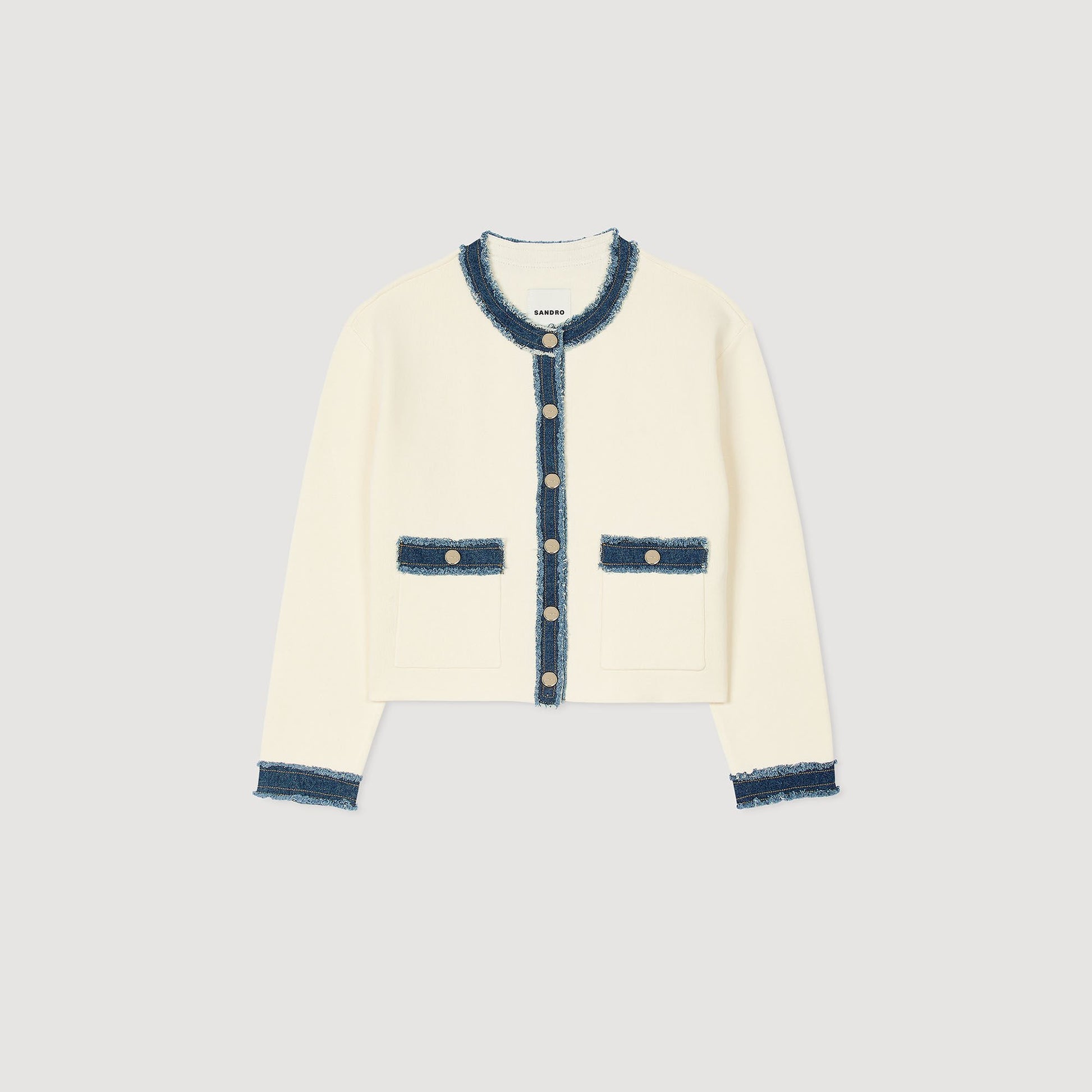 Sandro Cardigan with denim details Ecru