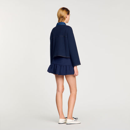 Sandro Denim detail cardigan Navy Blue