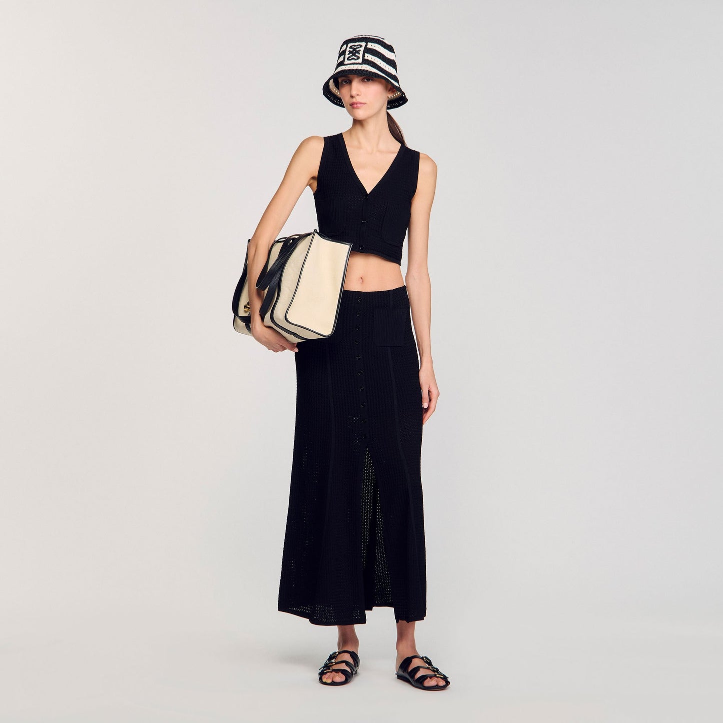 Sandro Decorative knit cardigan Black