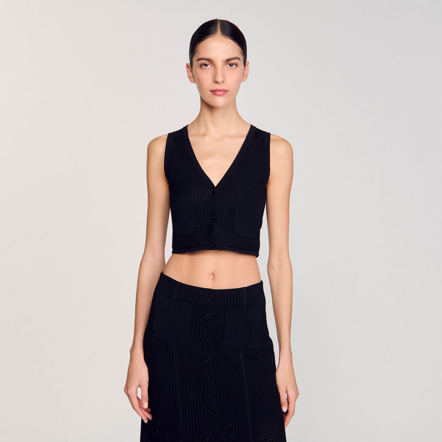 Sandro Decorative knit cardigan Black