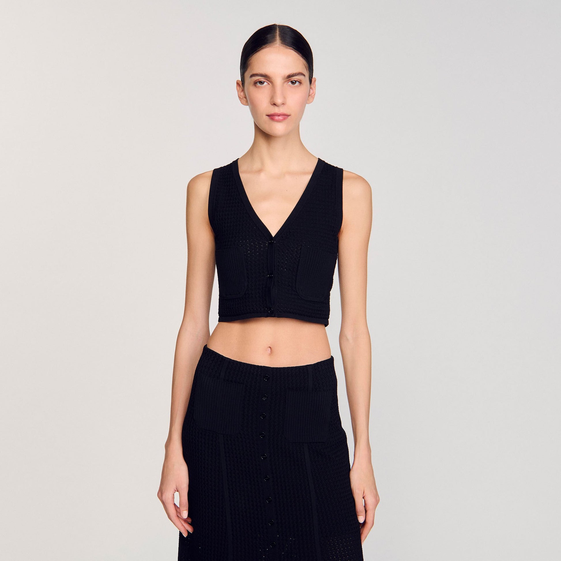 Sandro Decorative knit cardigan Black