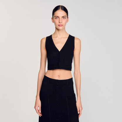 Sandro Decorative knit cardigan Black