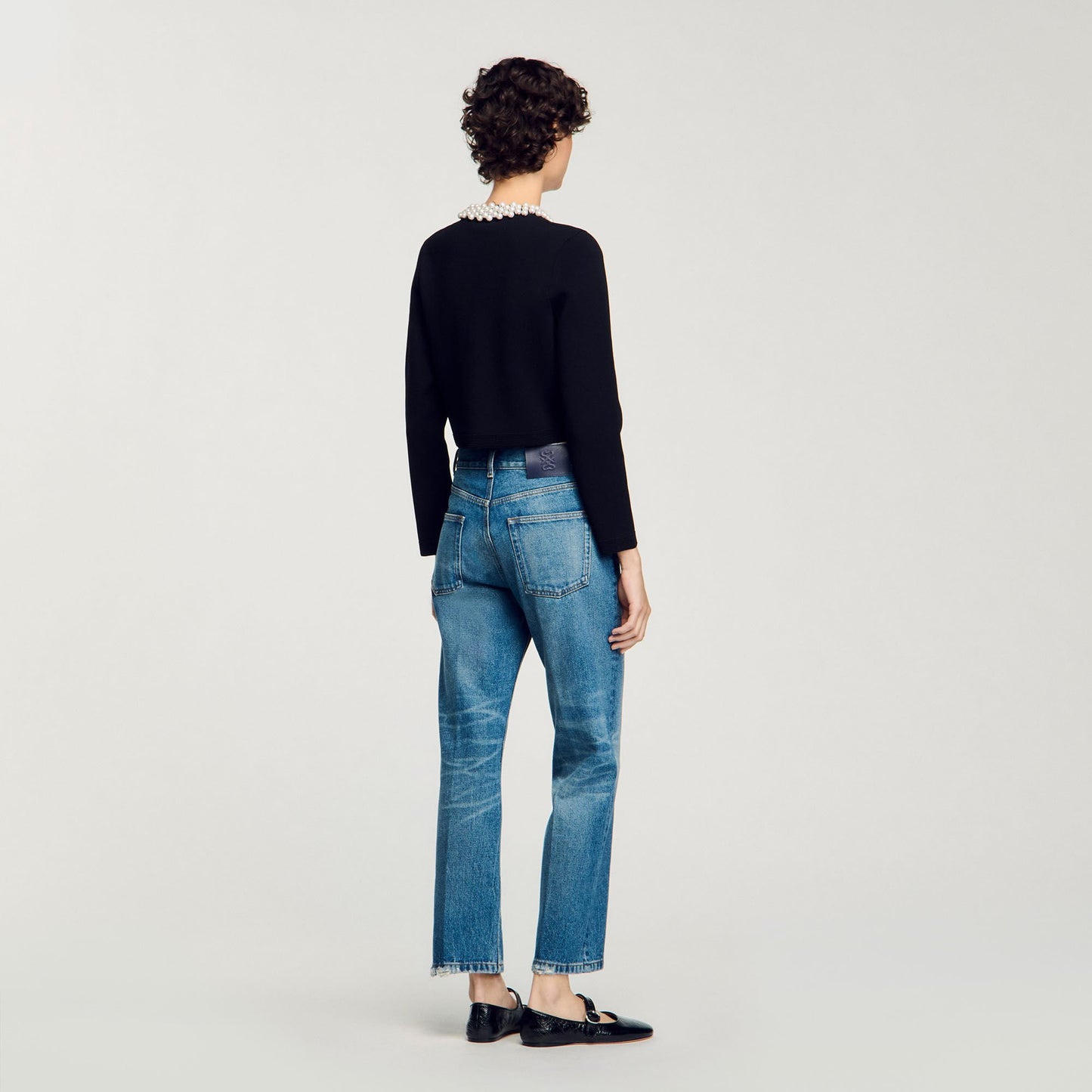 Sandro Cardigan with beaded collar Black