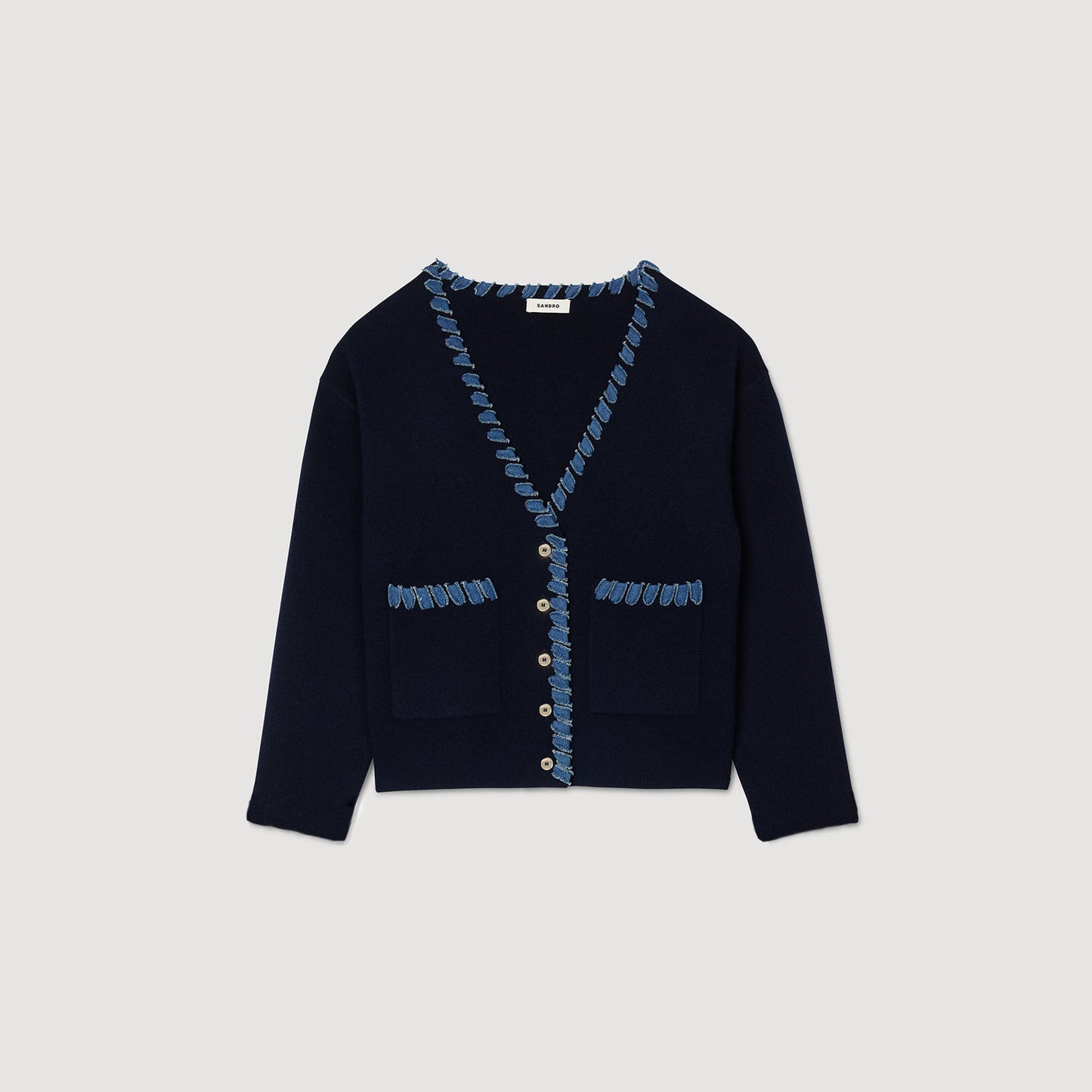 Sandro Cardigan with denim details Navy Blue