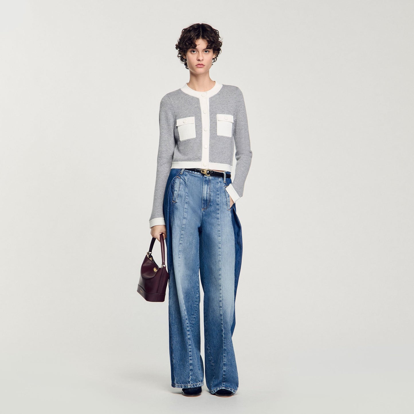 Sandro Two-tone cardigan Grey