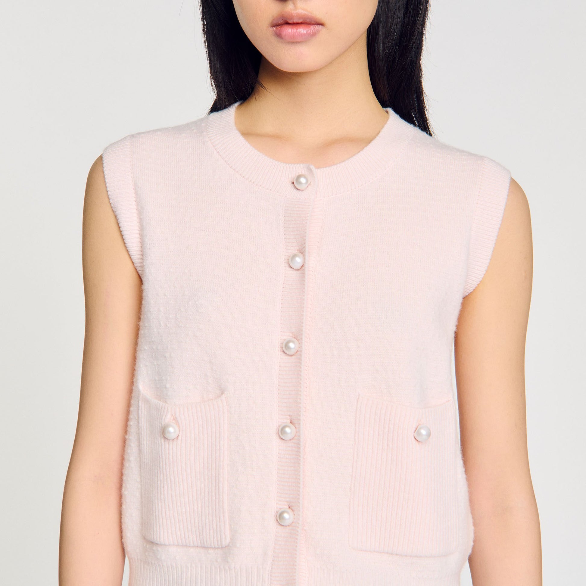 Sandro Textured tweed cardigan Light Pink