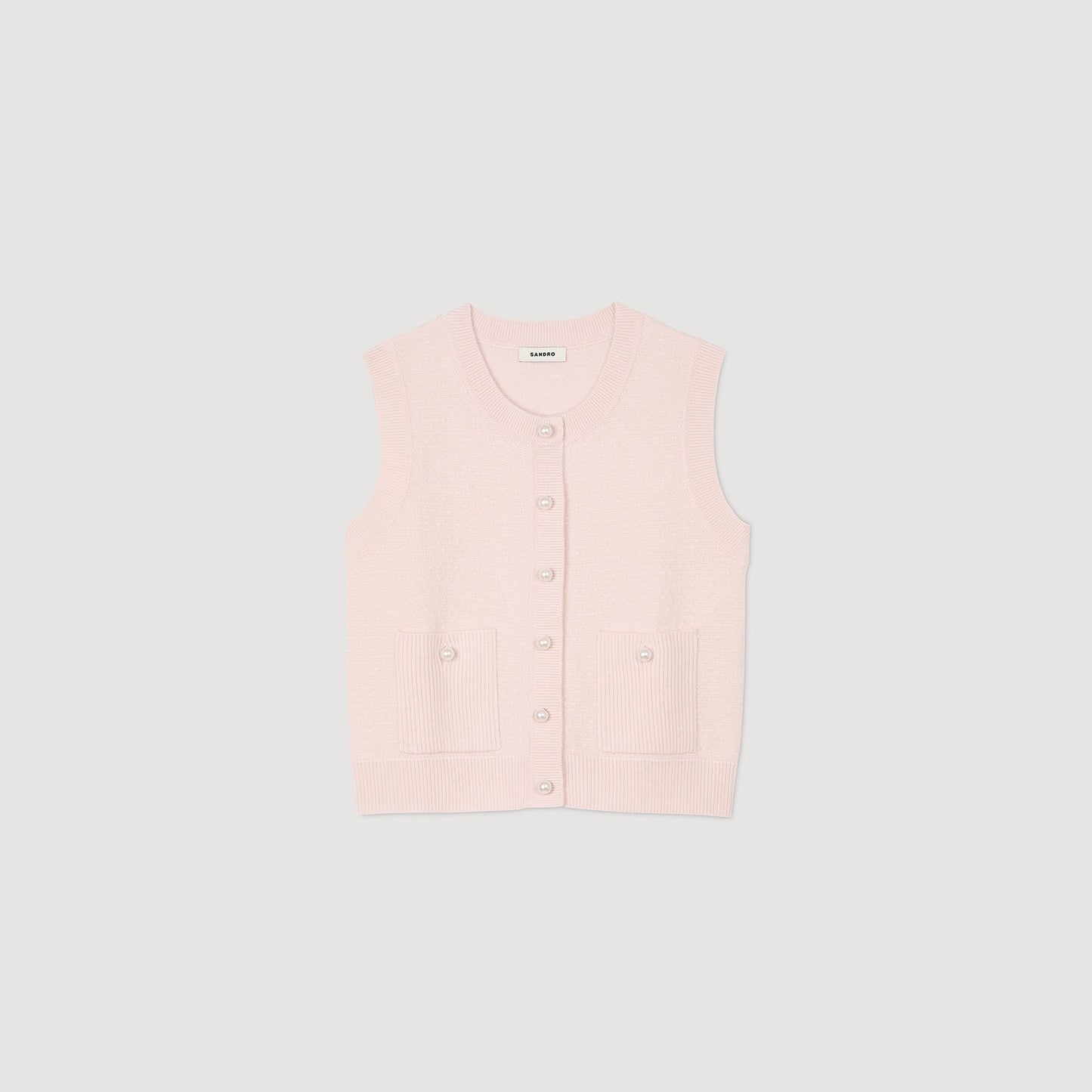 Sandro Textured tweed cardigan Light Pink