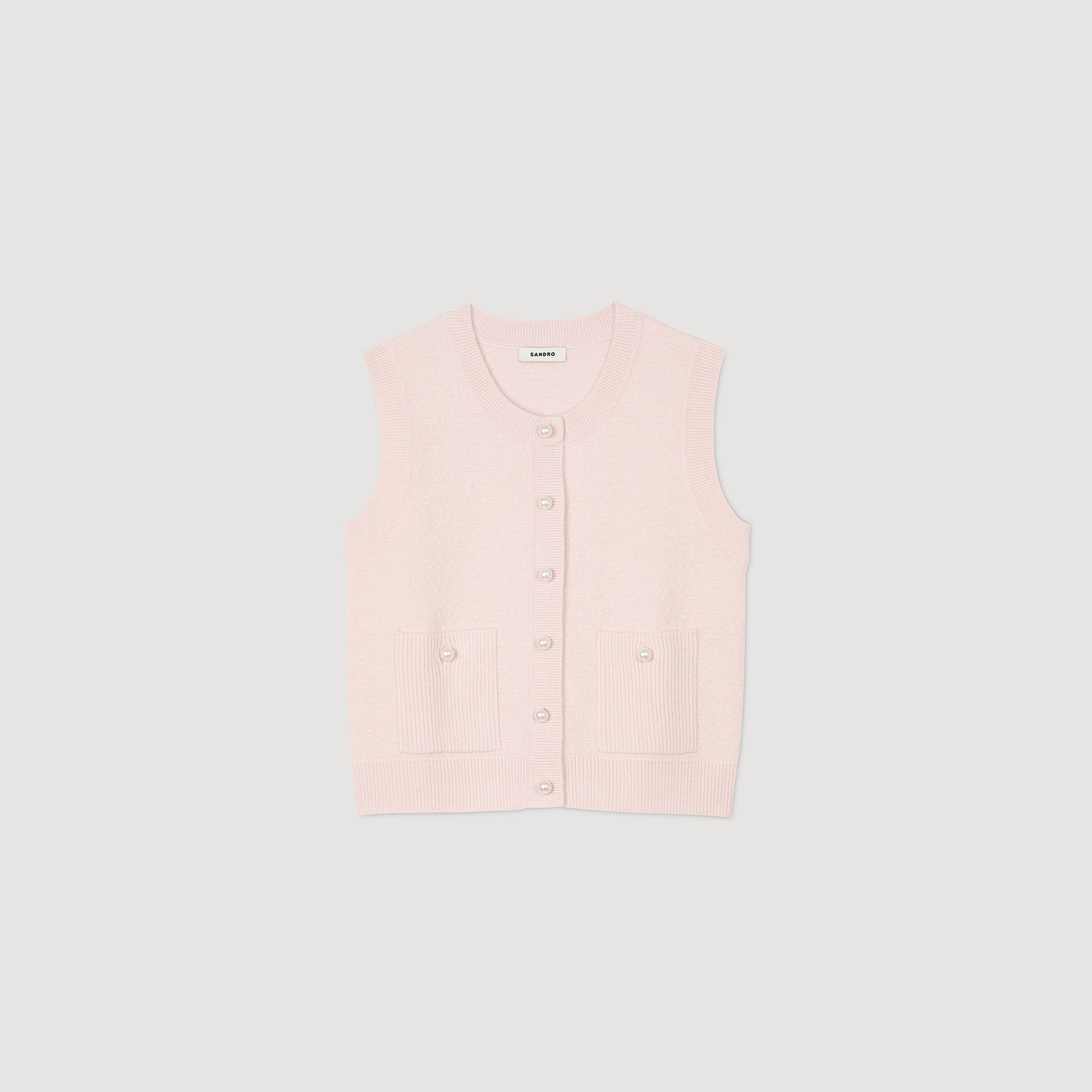 Sandro Textured tweed cardigan Light Pink