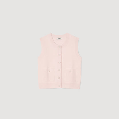 Sandro Textured tweed cardigan Light Pink