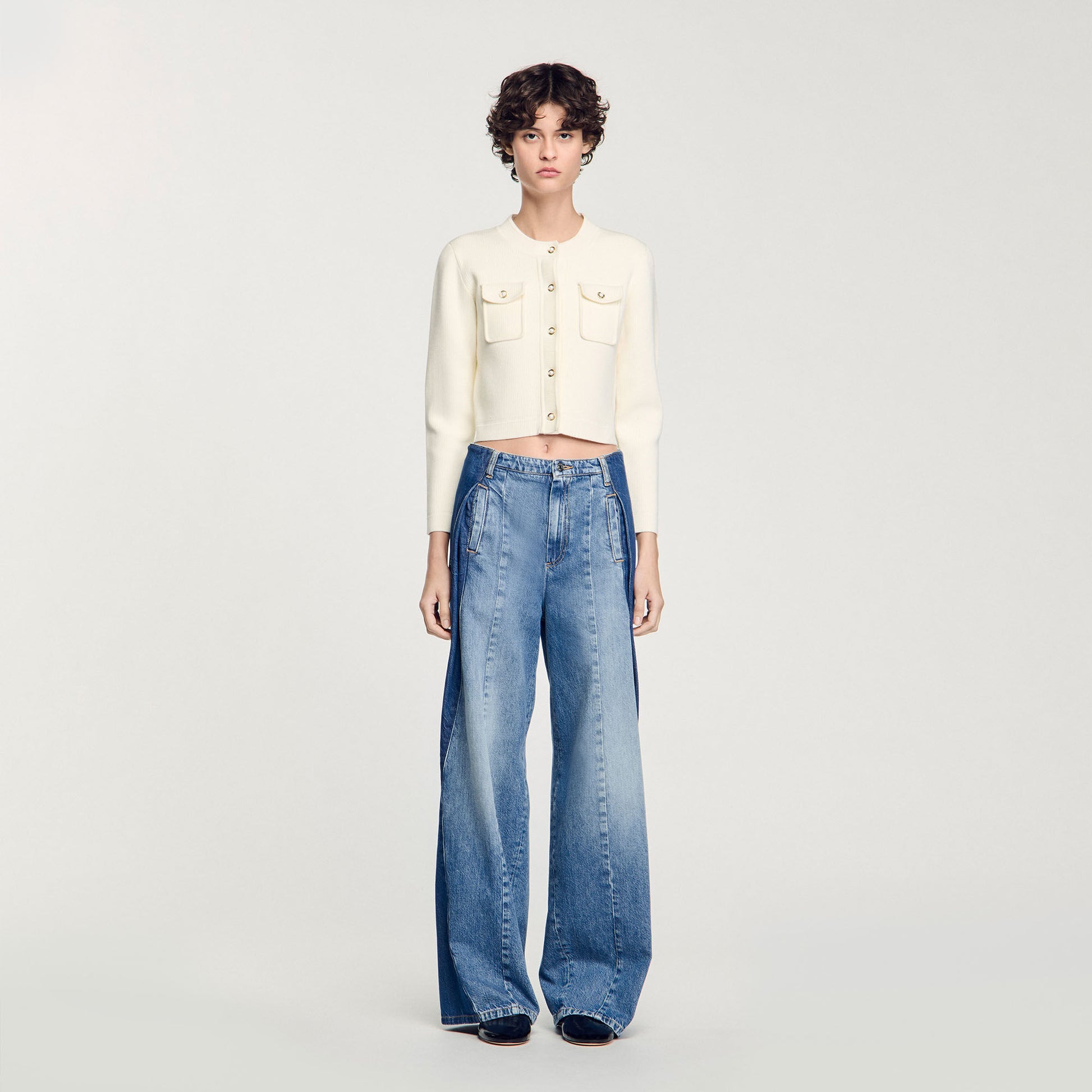 Sandro Rib knit cardigan Ecru