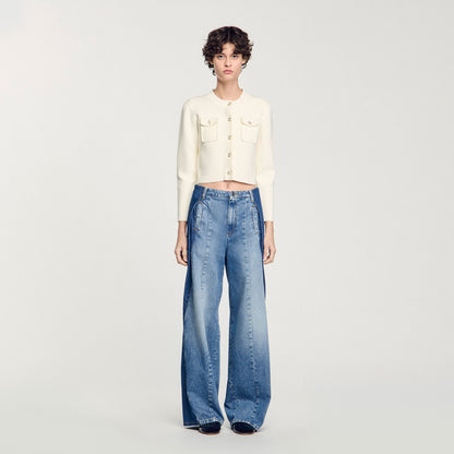 Sandro Rib knit cardigan Ecru