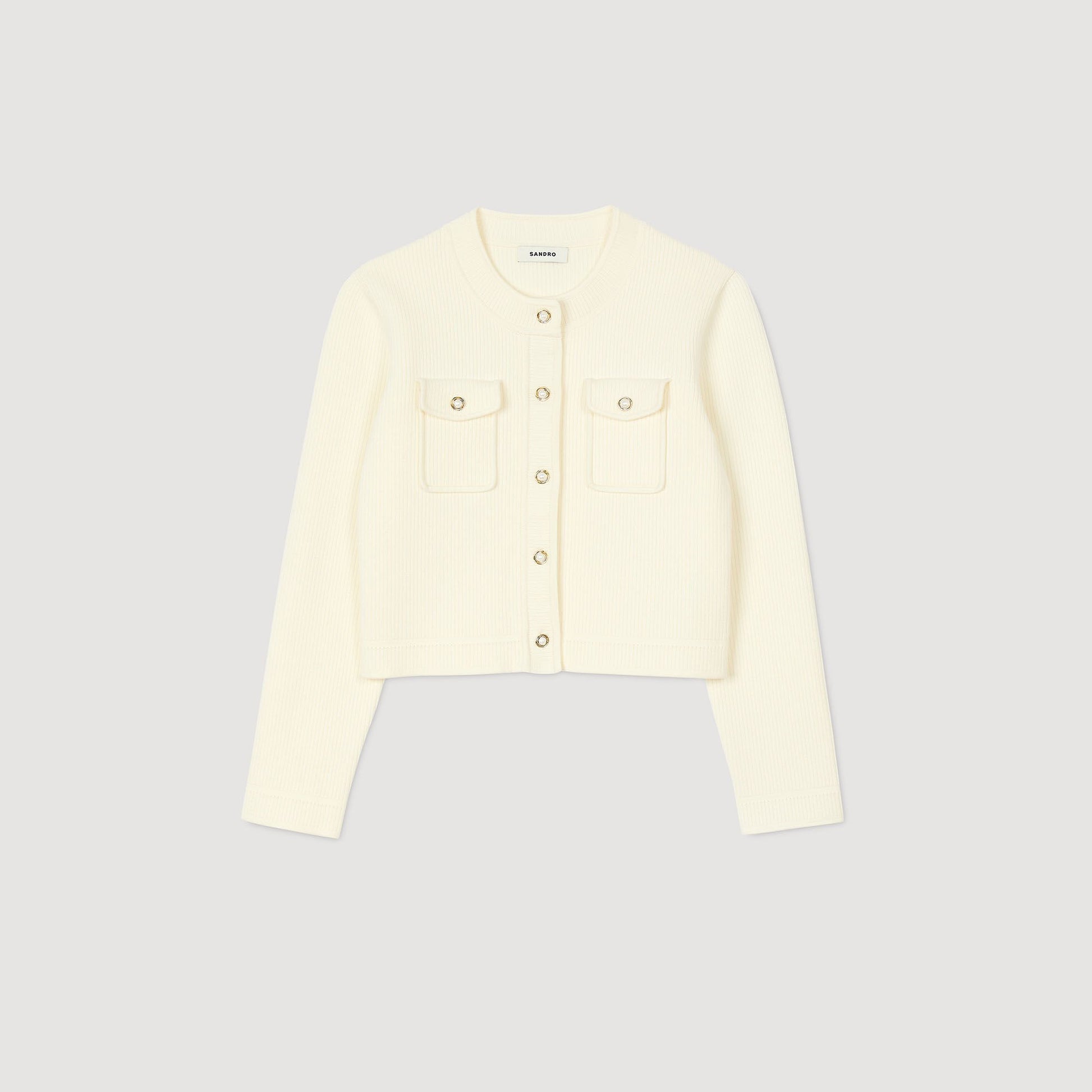 Sandro Rib knit cardigan Ecru