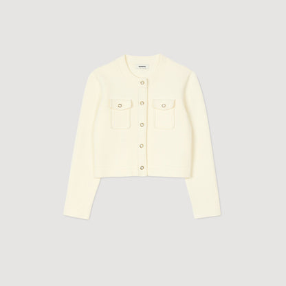 Sandro Rib knit cardigan Ecru
