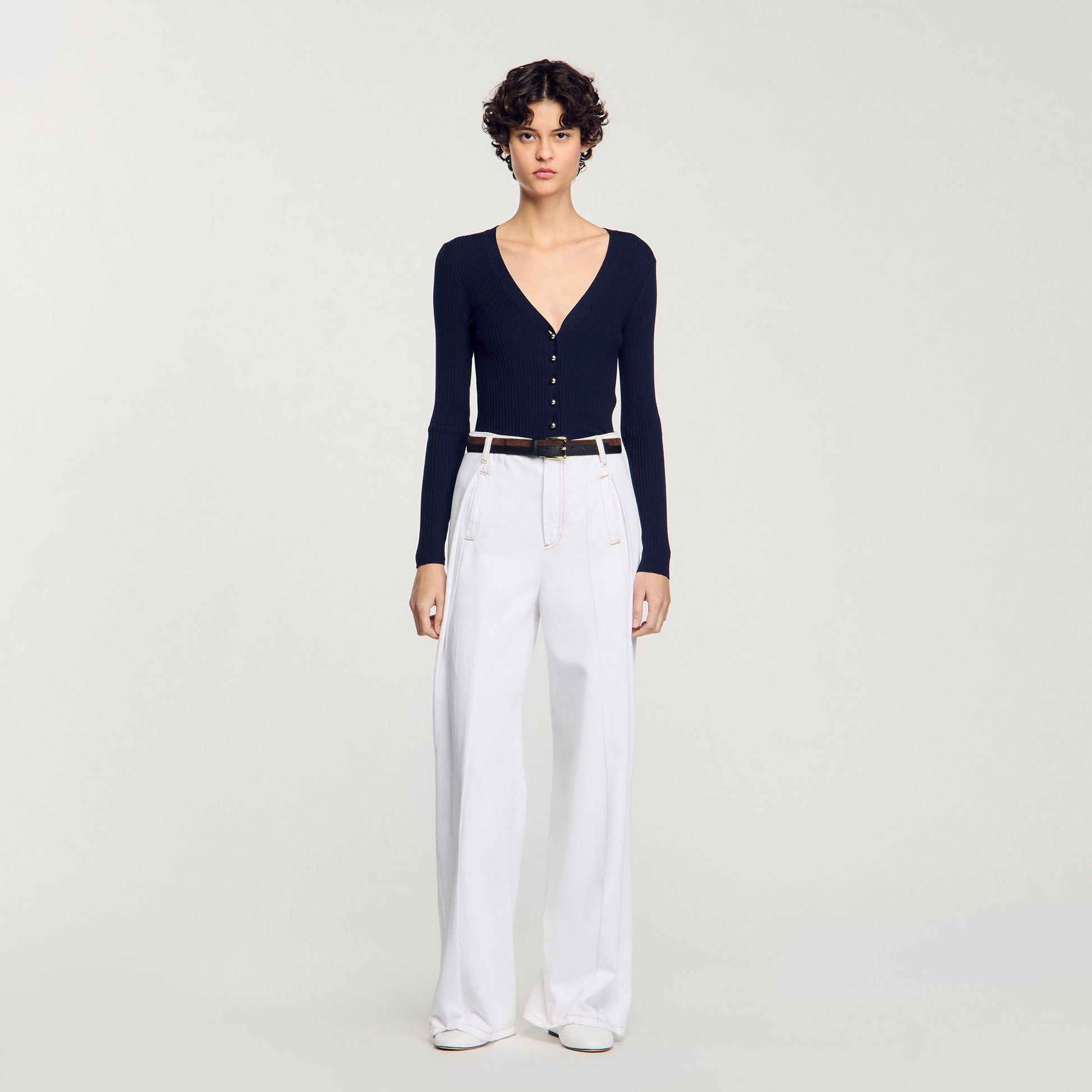 Sandro Rib knit cardigan Navy Blue