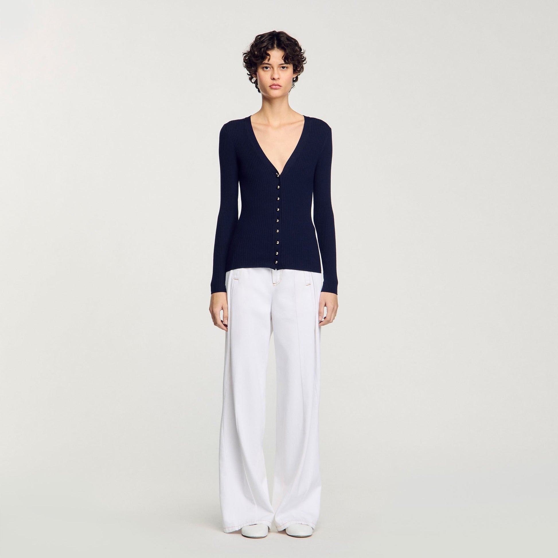 Sandro Rib knit cardigan Navy Blue