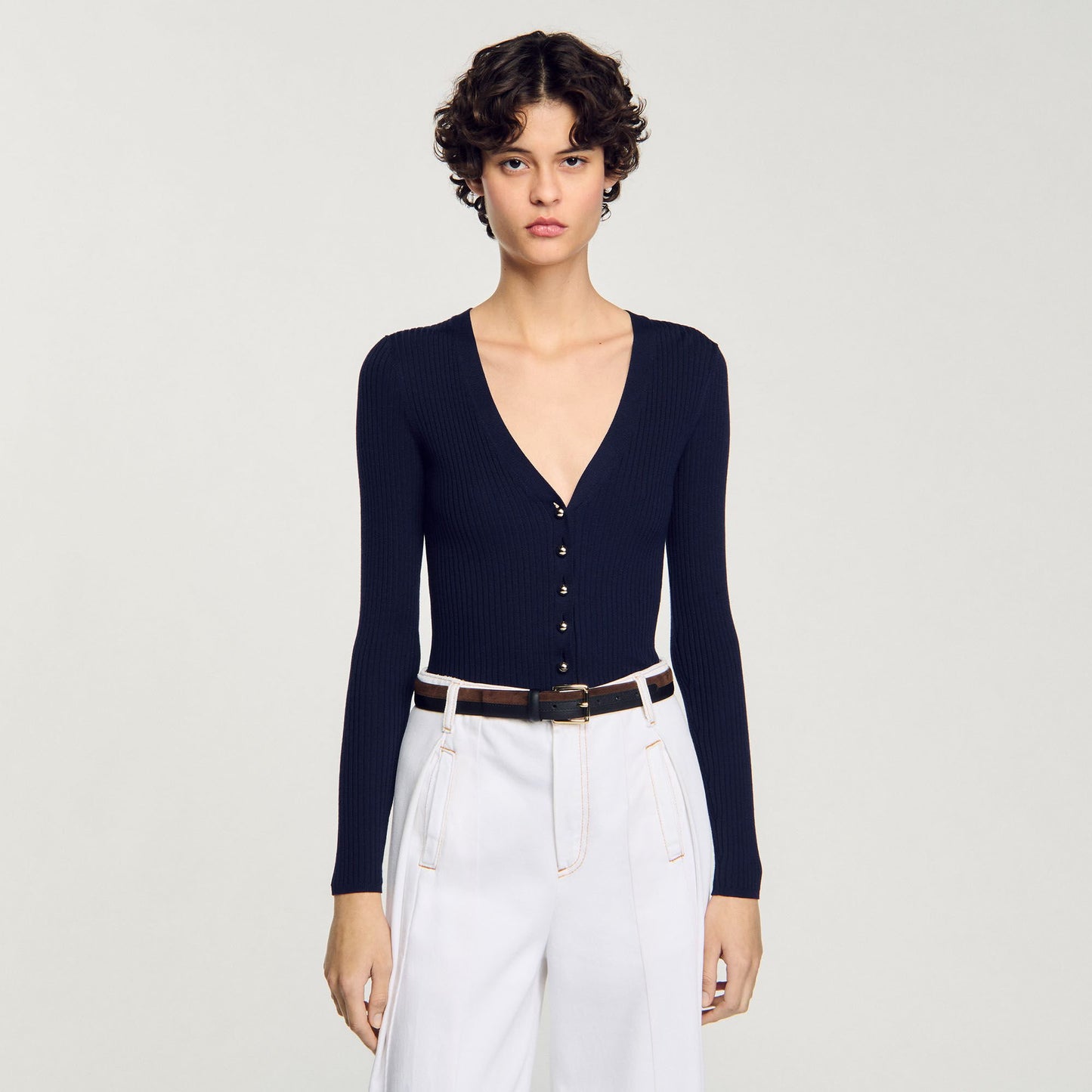 Sandro Rib knit cardigan Navy Blue