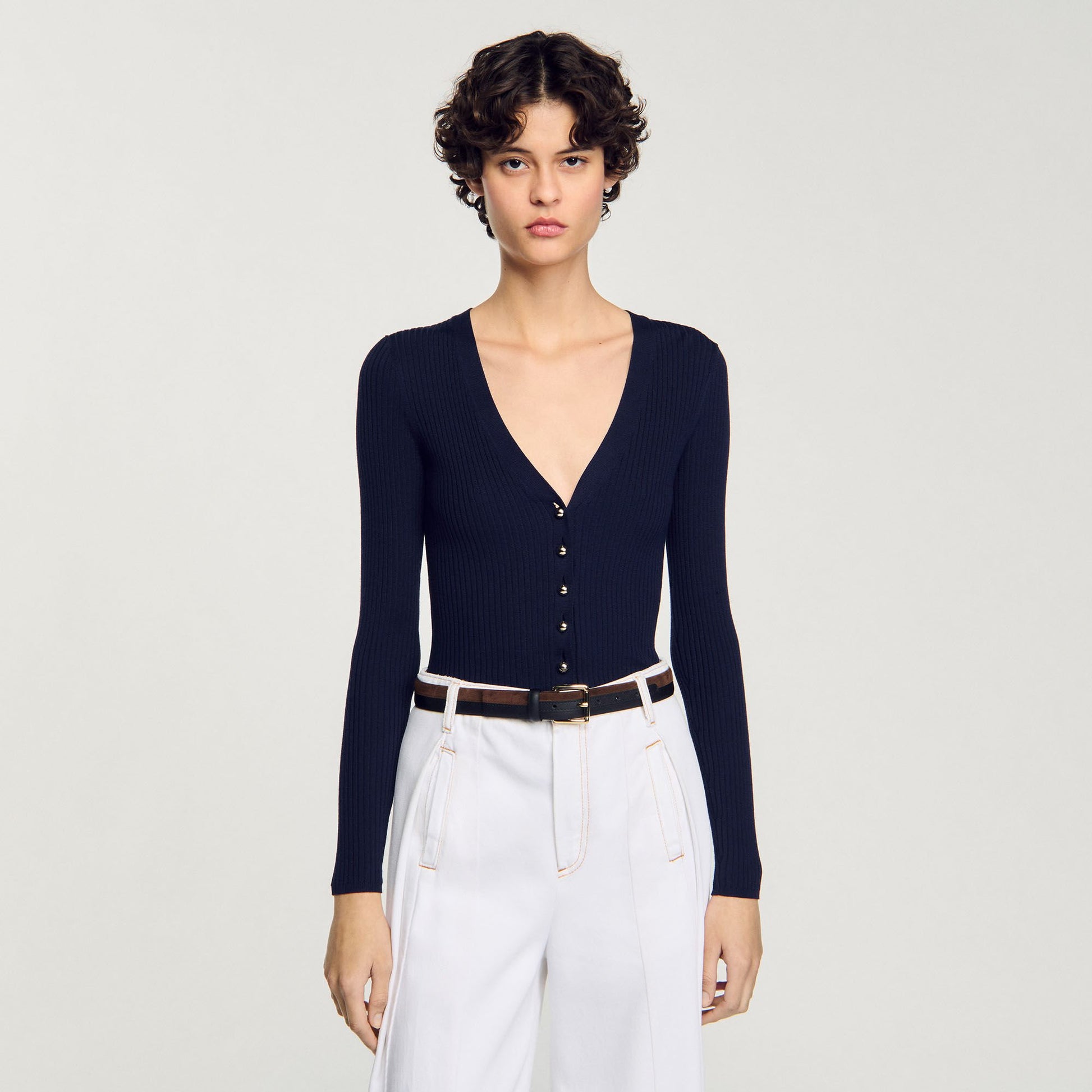 Sandro Rib knit cardigan Navy Blue