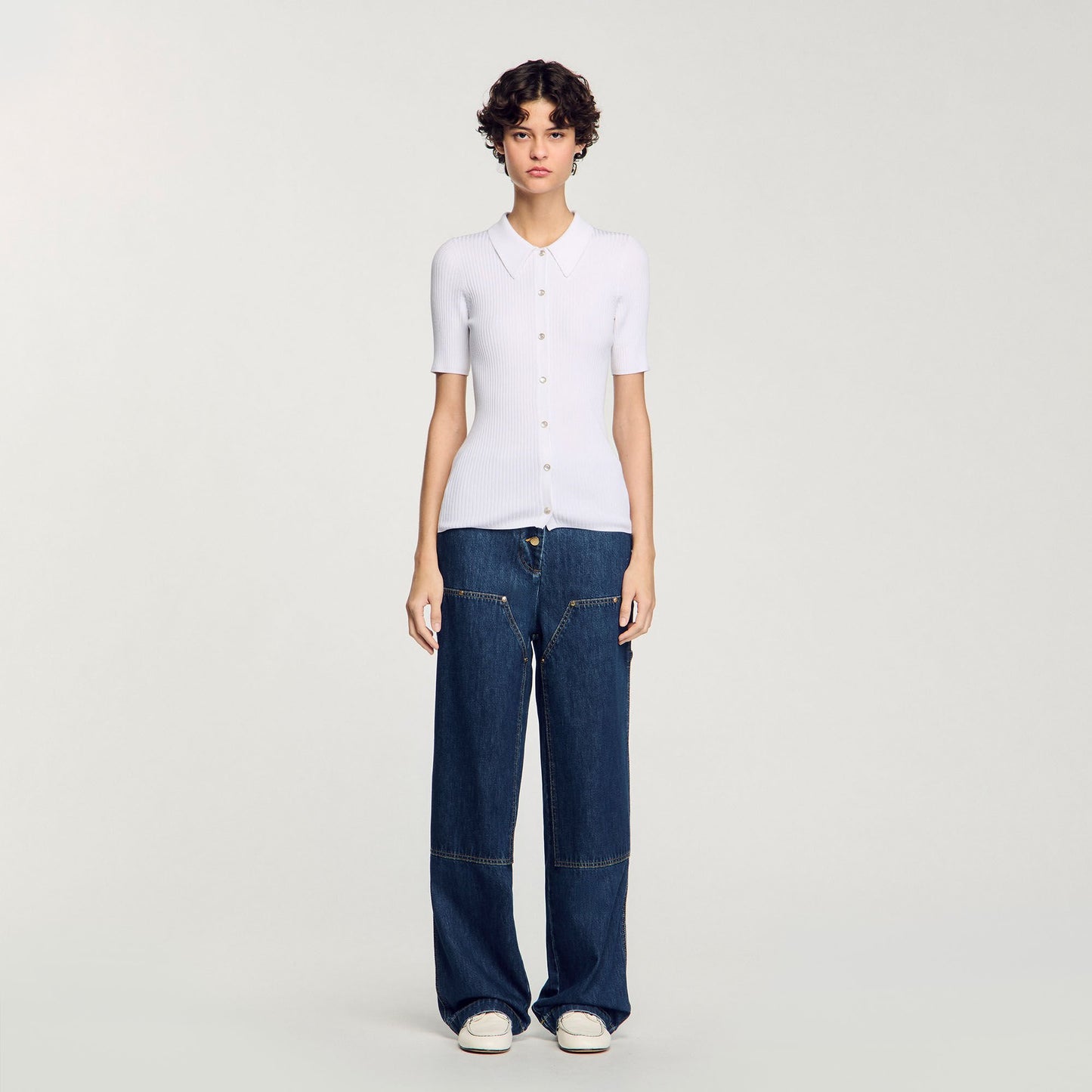 Sandro Rib knit cardigan White