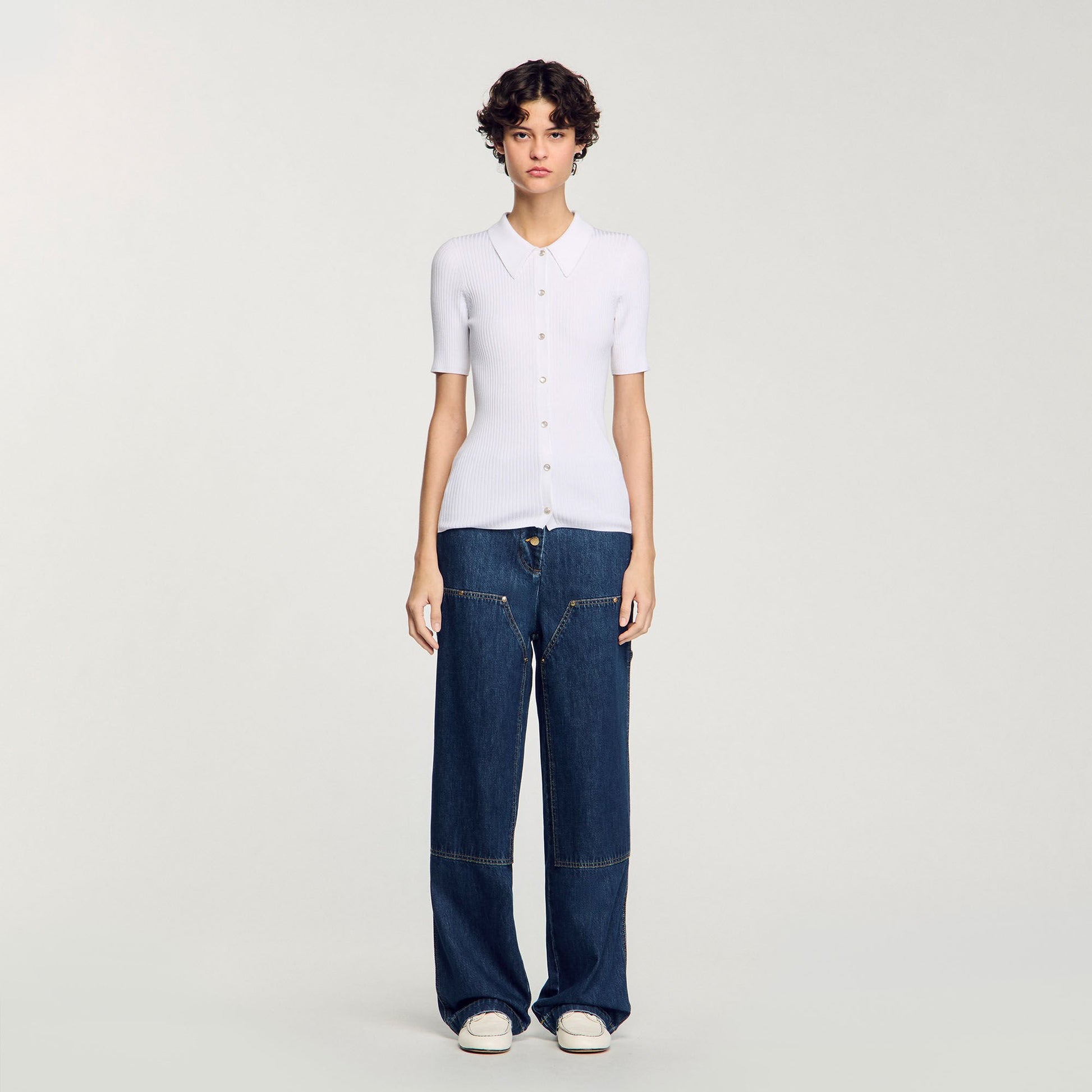 Sandro Rib knit cardigan White