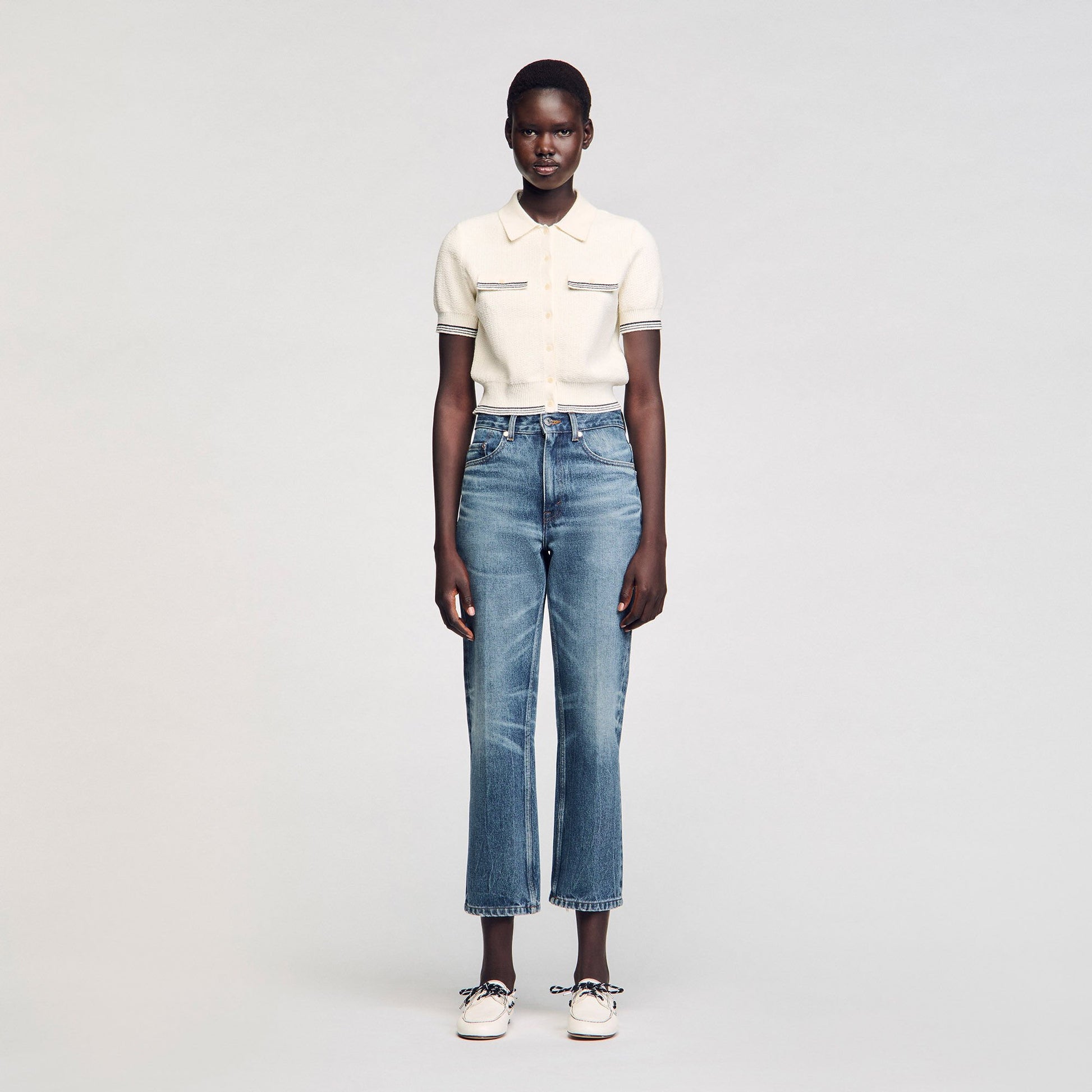 Sandro Short-sleeved cardigan Ecru