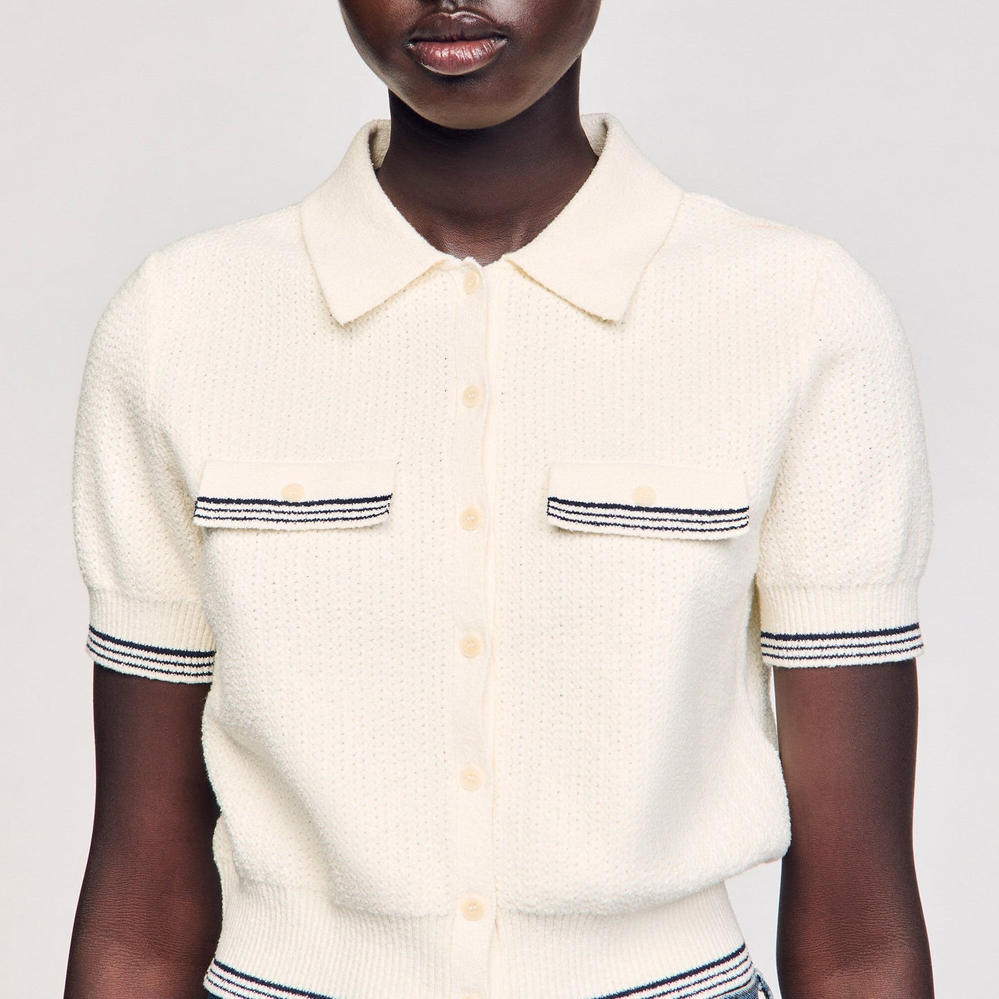 Sandro Short-sleeved cardigan Ecru