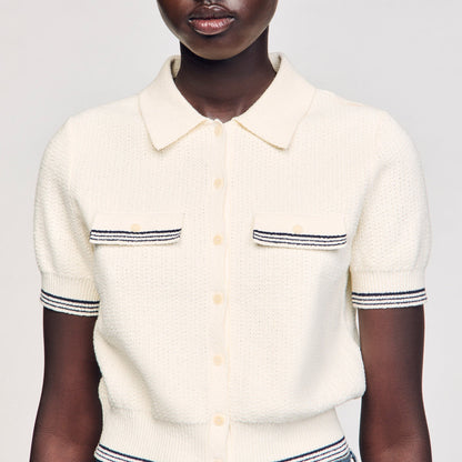 Sandro Short-sleeved cardigan Ecru