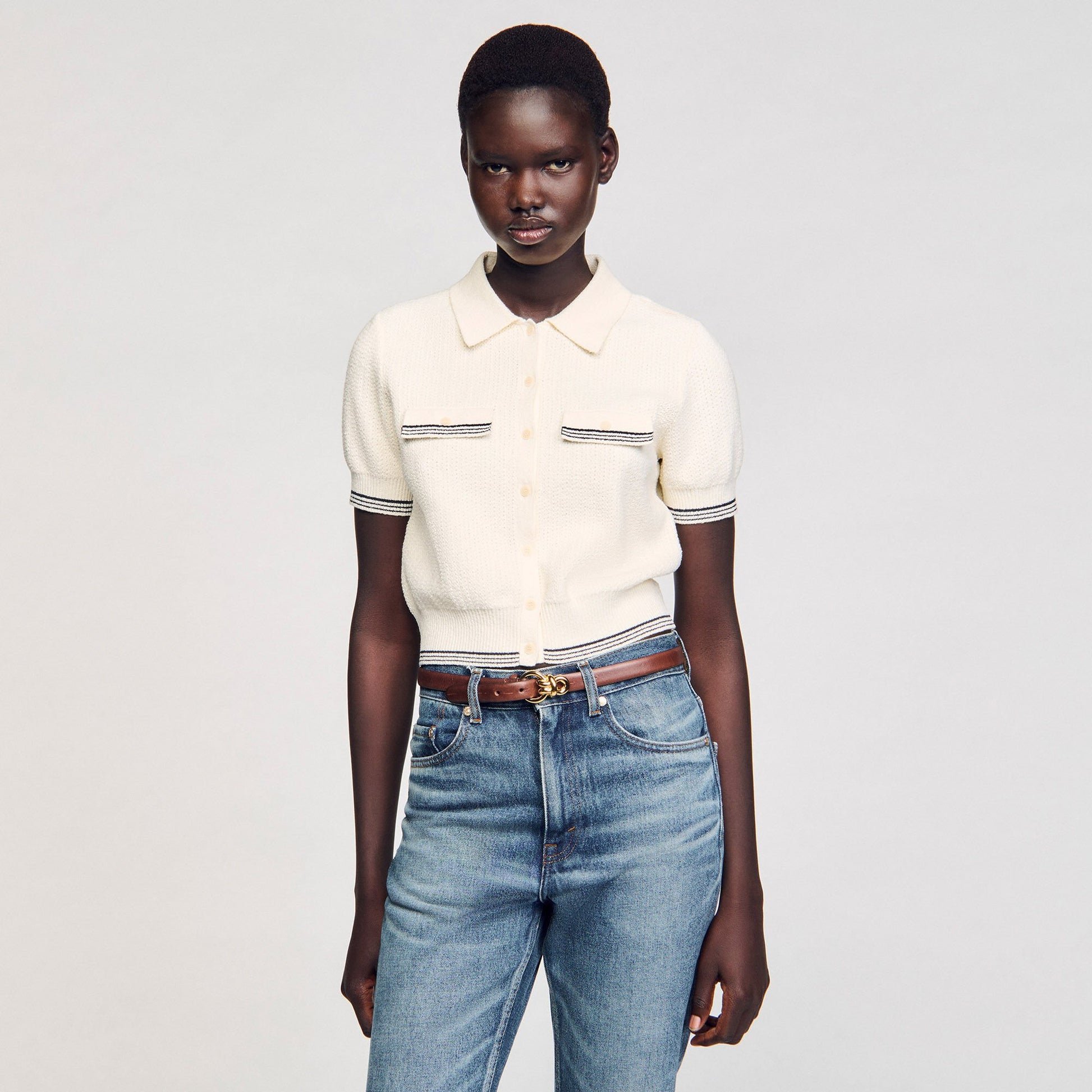 Sandro Short-sleeved cardigan Ecru