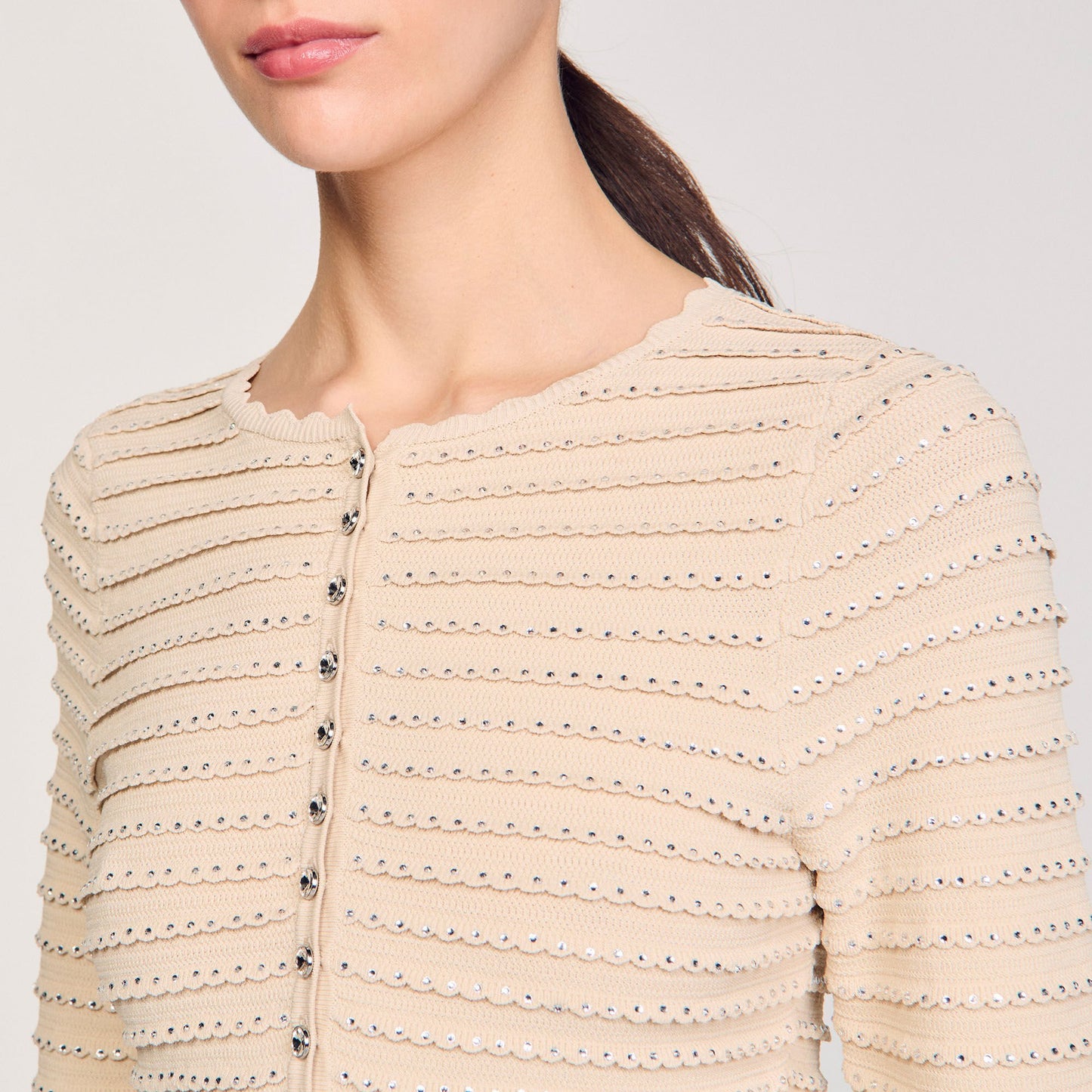 Sandro Rhinestone cardigan Beige