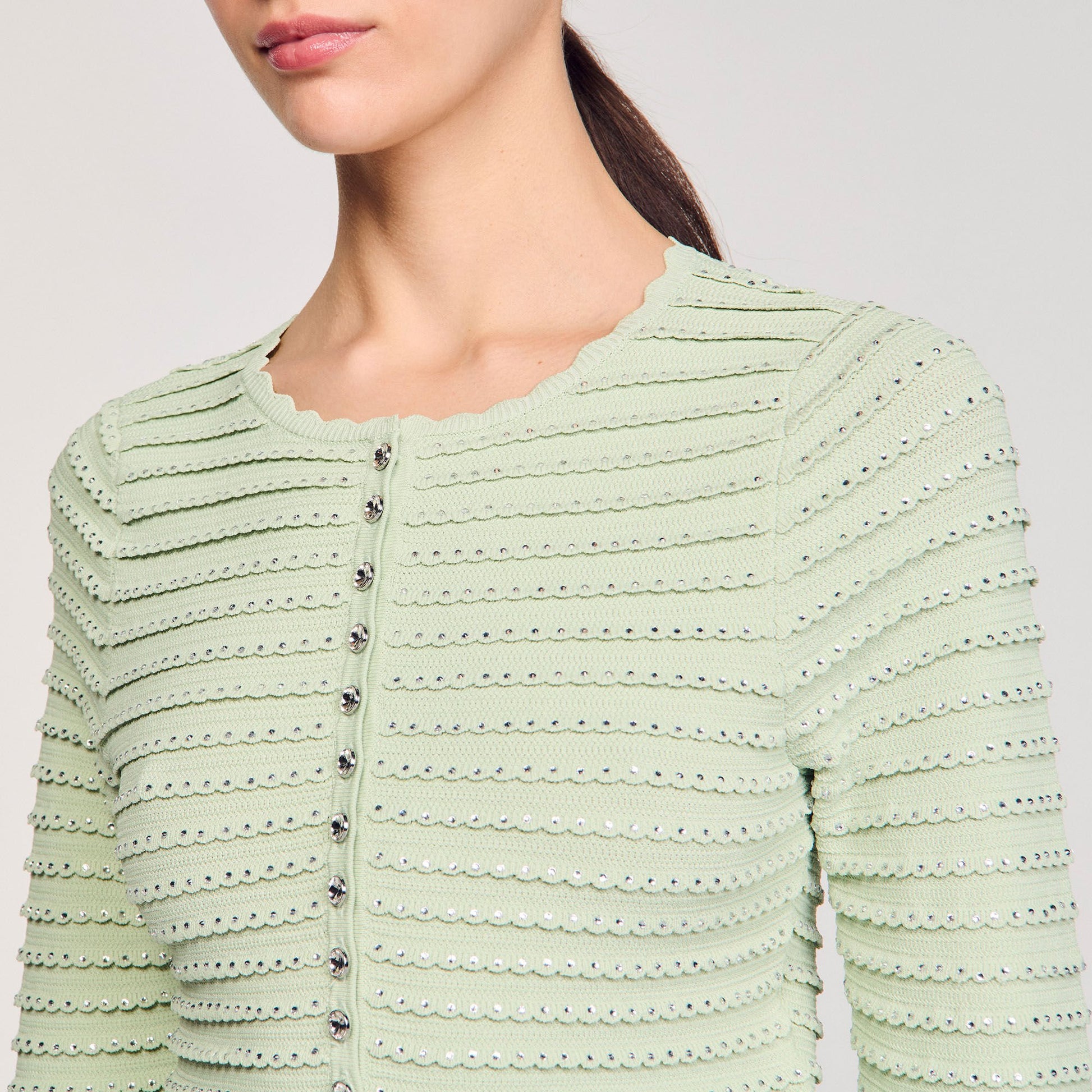 Sandro Rhinestone cardigan Almond Green