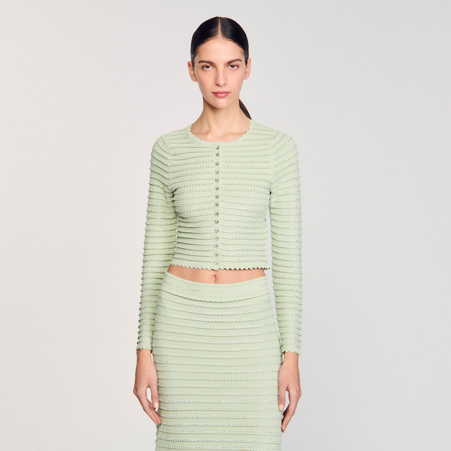 Sandro Rhinestone cardigan Almond Green