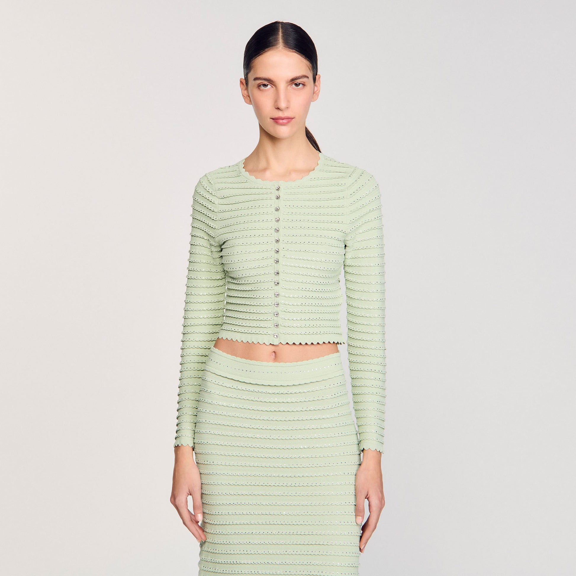 Sandro Rhinestone cardigan Almond Green