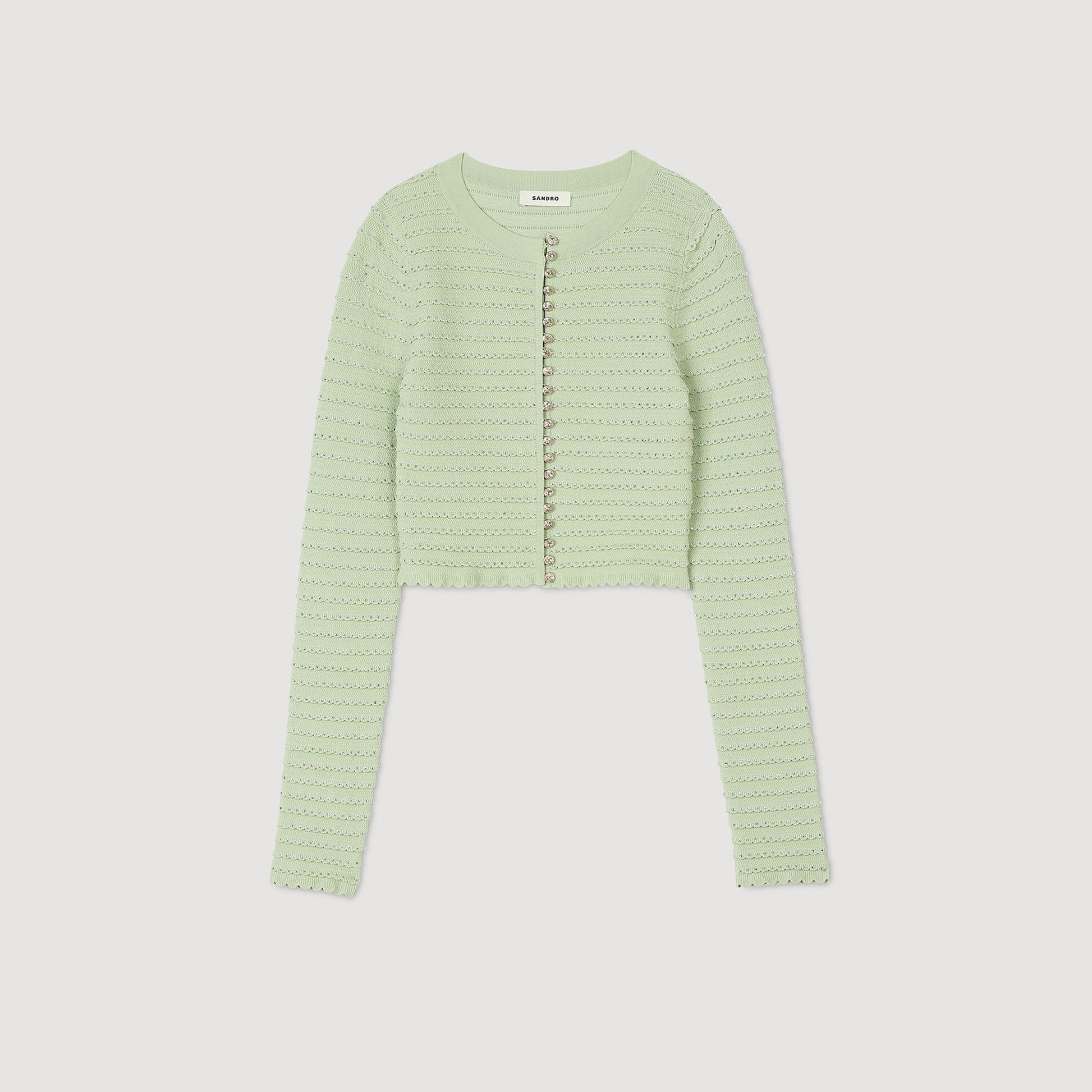 Sandro Rhinestone cardigan Almond Green
