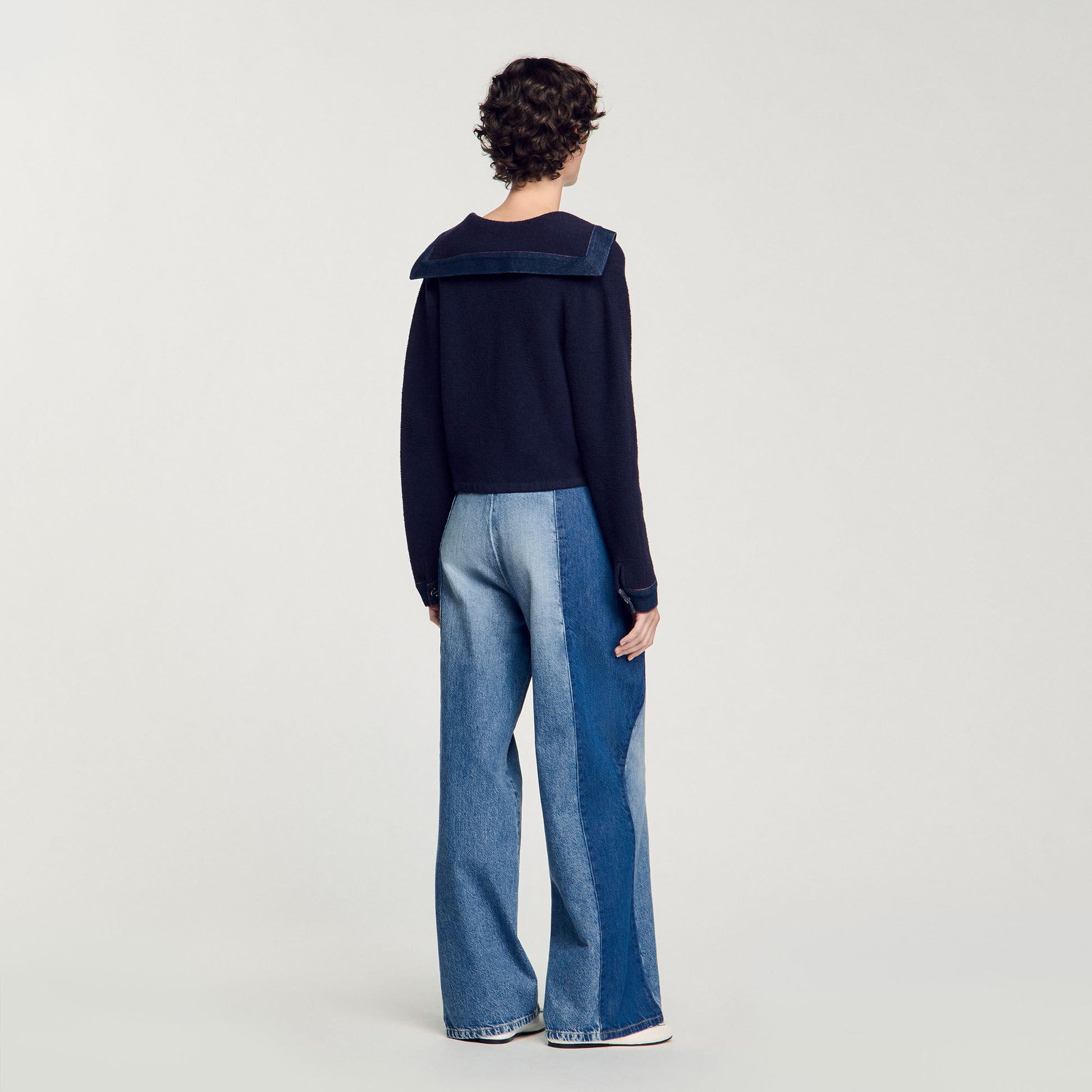 Sandro Cardigan with denim details Navy Blue