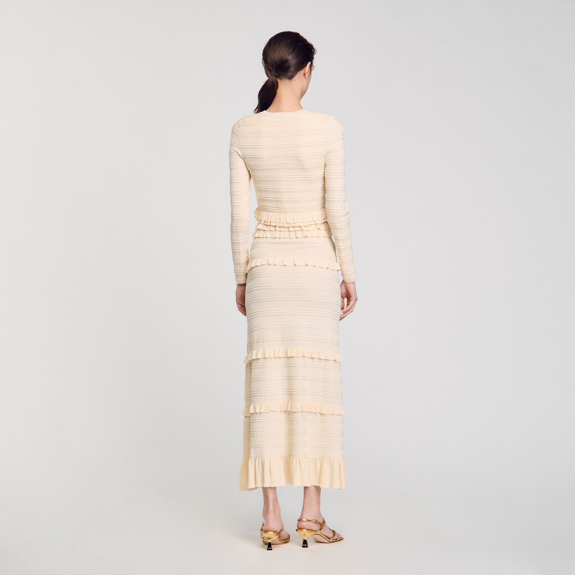Sandro Ruffled cardigan Ecru