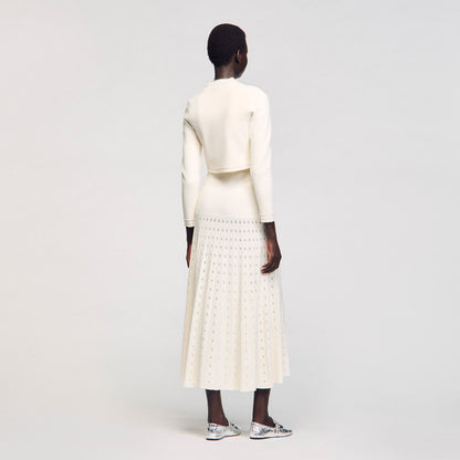 Sandro Cropped cardigan with pearl buttons Ecru