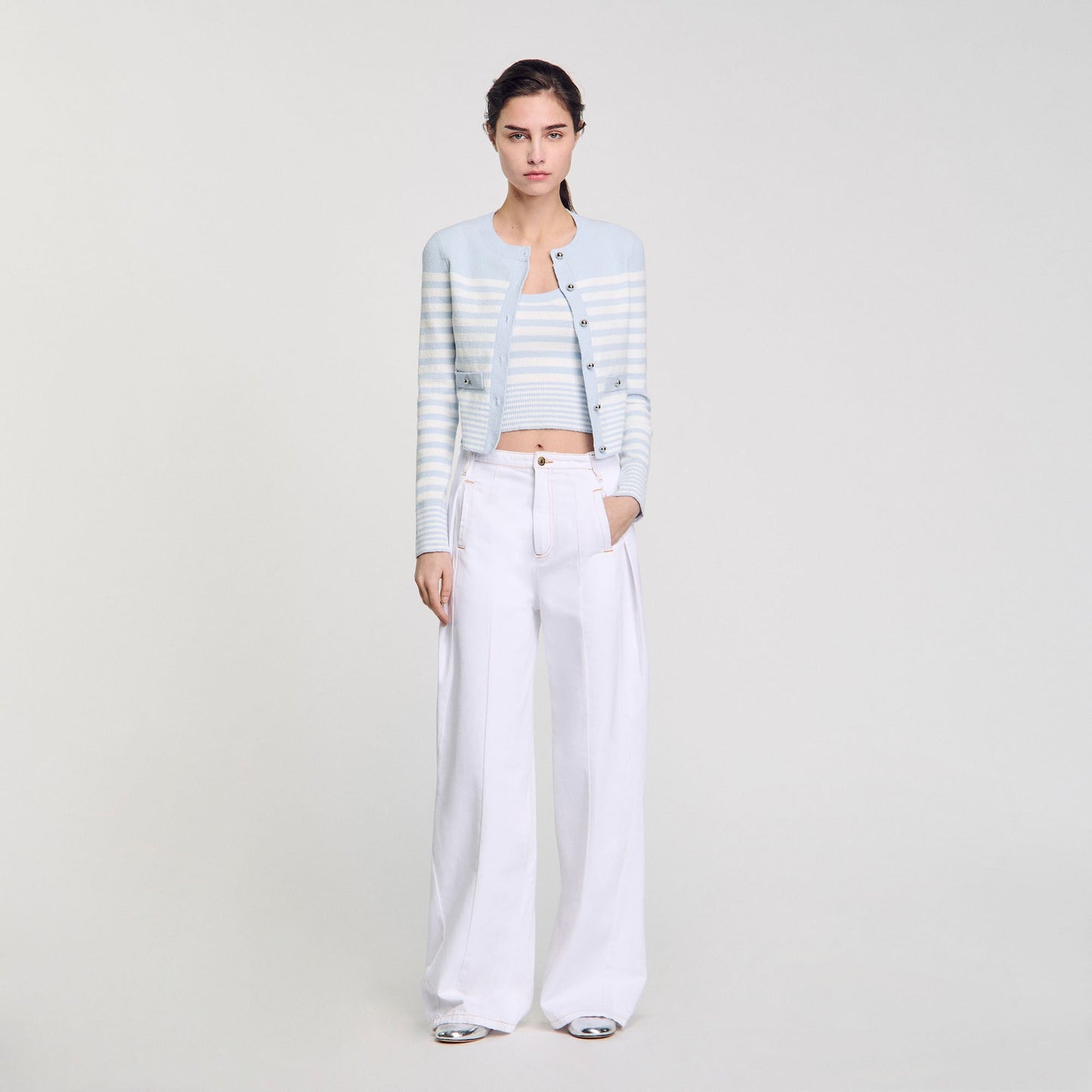 Sandro Striped cardigan Sky Blue