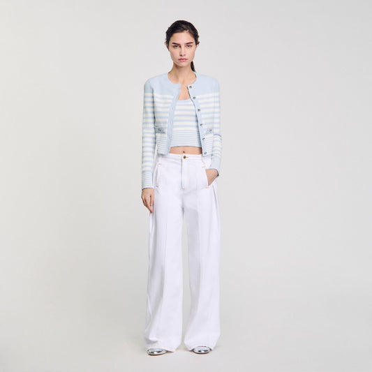 Sandro Striped cardigan Sky Blue