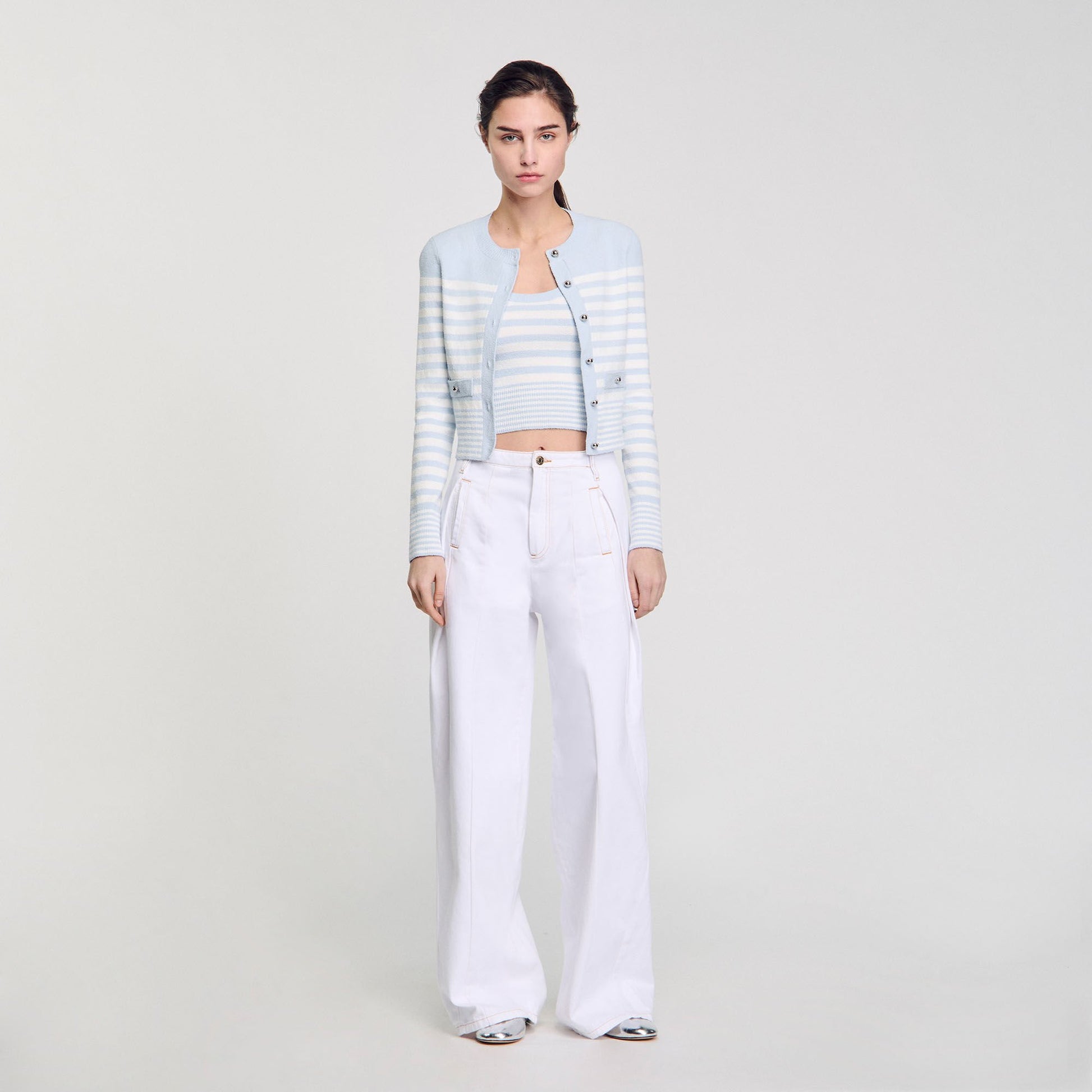 Sandro Striped cardigan Sky Blue