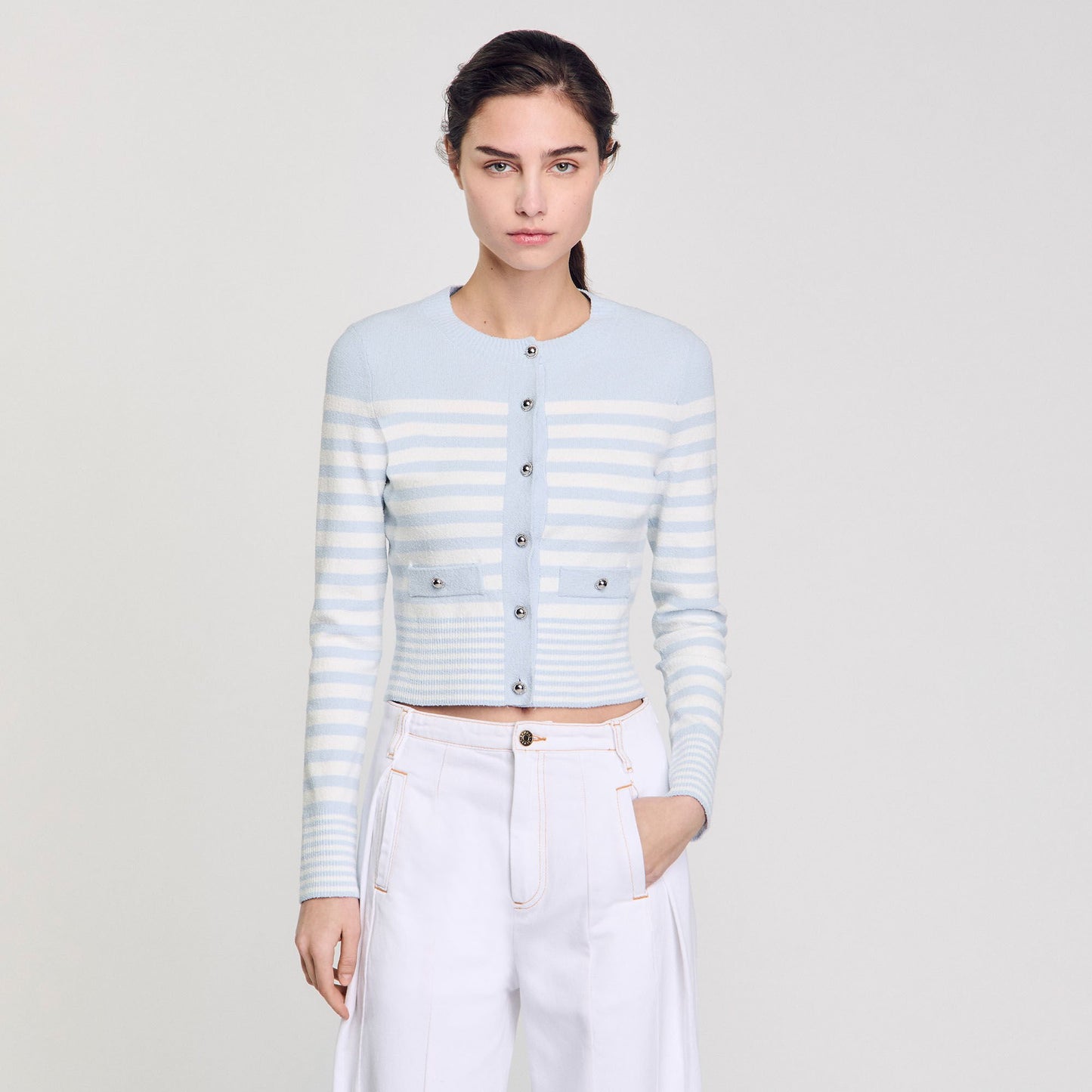 Sandro Striped cardigan Sky Blue