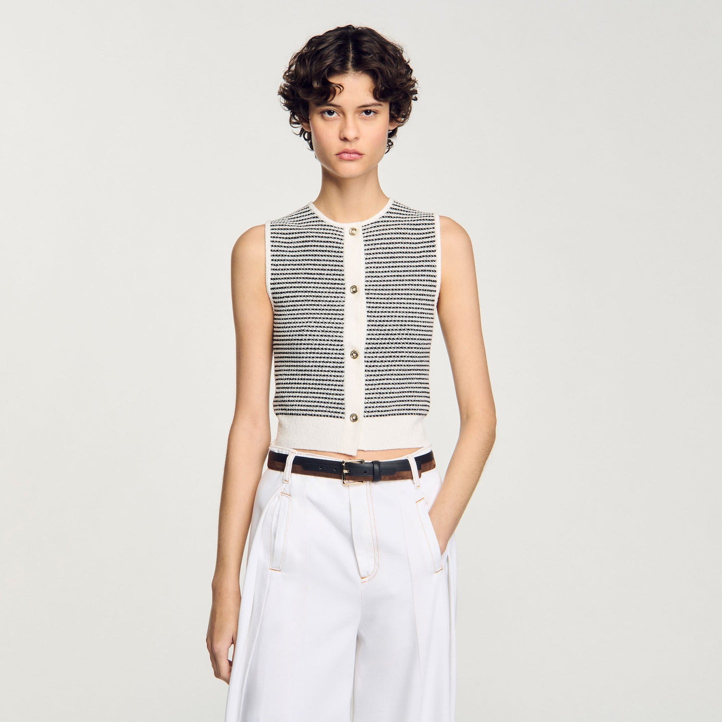 Sandro Striped cardigan Black / White