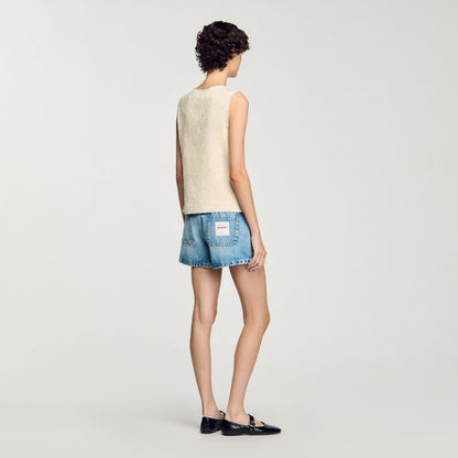 Sandro Decorative tweed vest Ecru