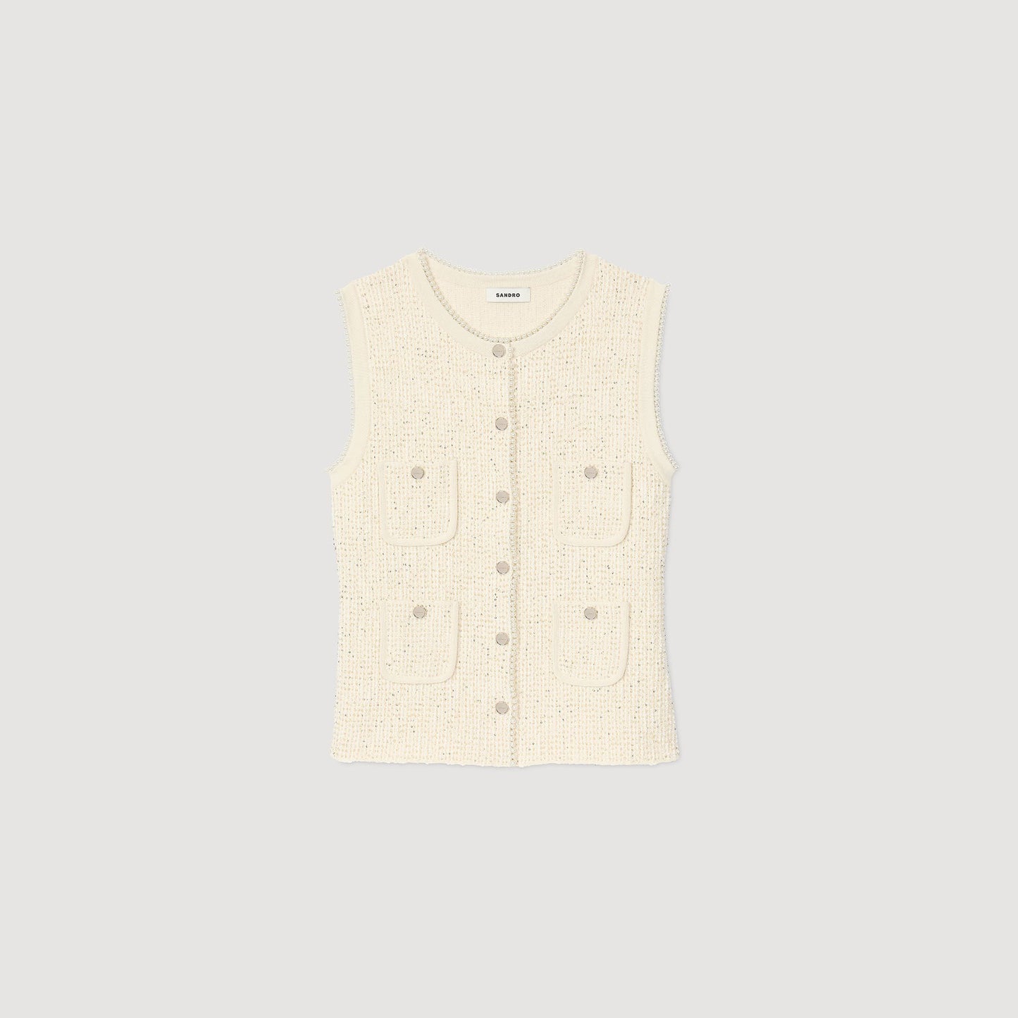 Sandro Decorative tweed vest Ecru