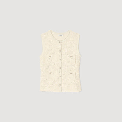 Sandro Decorative tweed vest Ecru