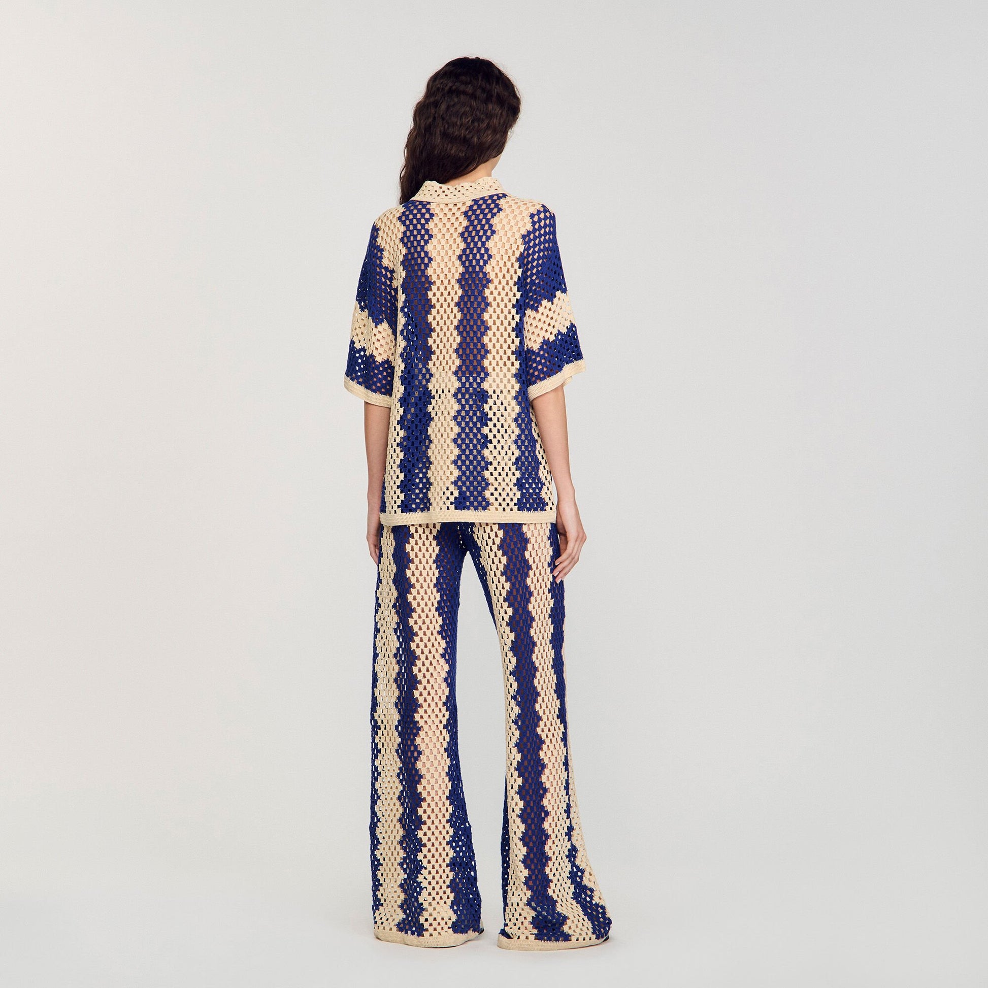 Sandro Two-tone knit cardigan Blue / Ecru