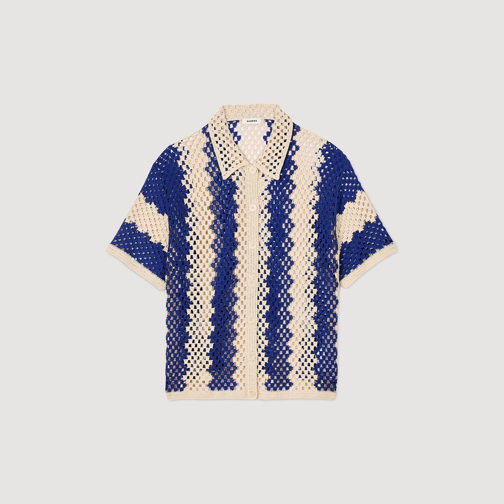 Sandro Two-tone knit cardigan Blue / Ecru
