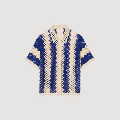 Sandro Two-tone knit cardigan Blue / Ecru