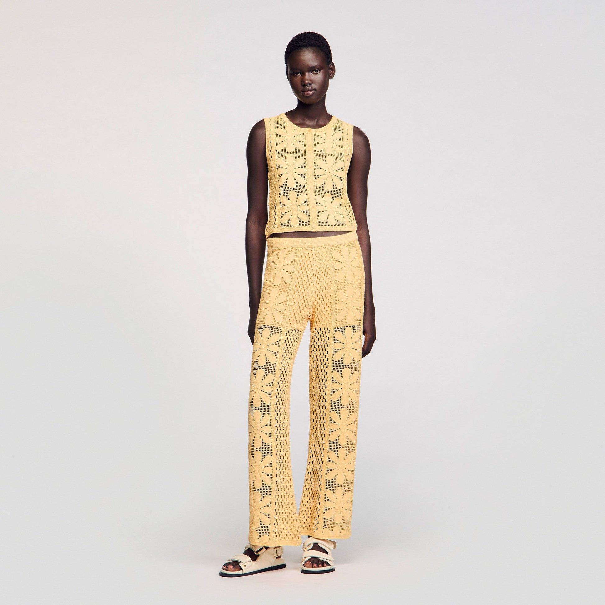 Sandro Crochet top Yellow